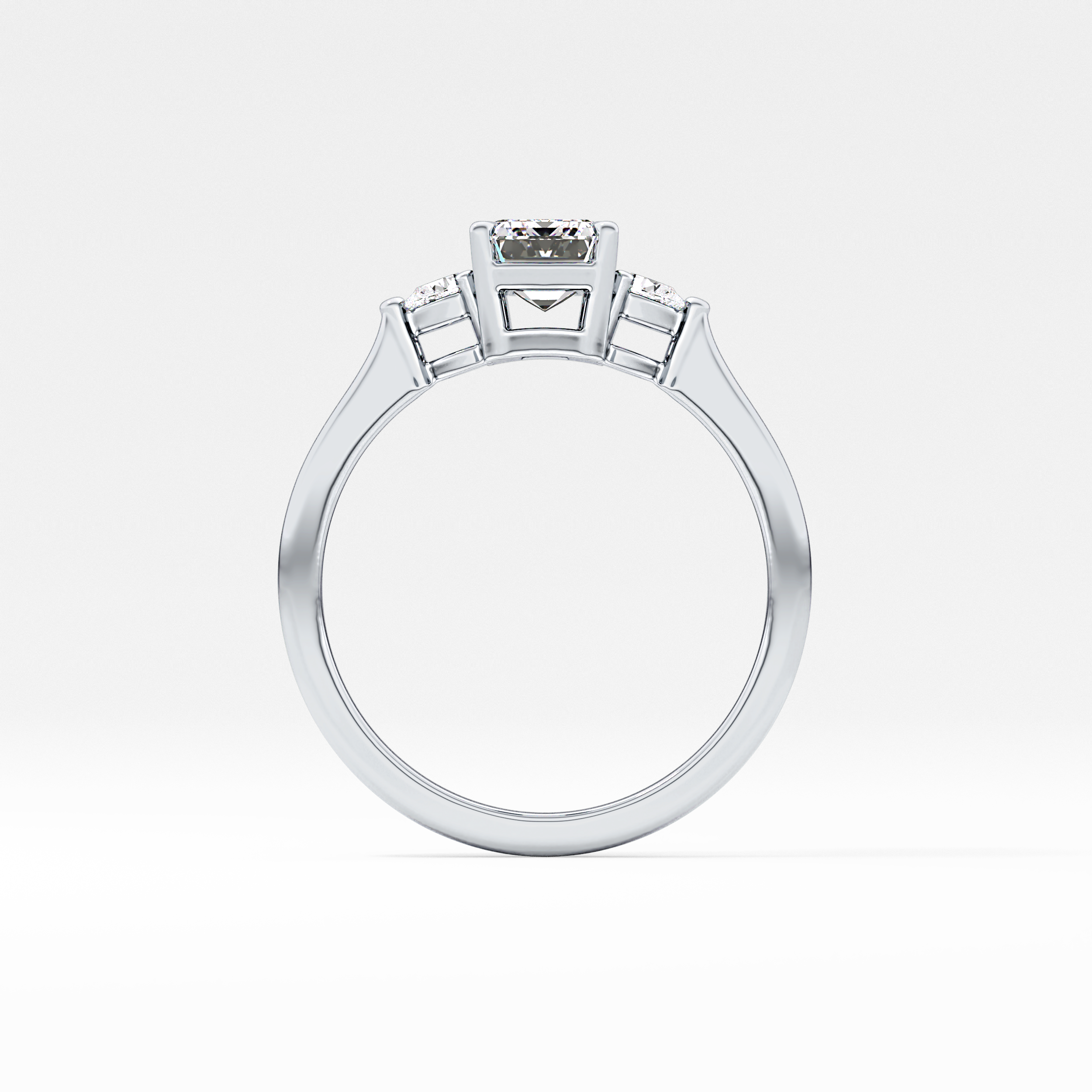 Emerald Three Stone Lab Grown Diamond Engagement Ring