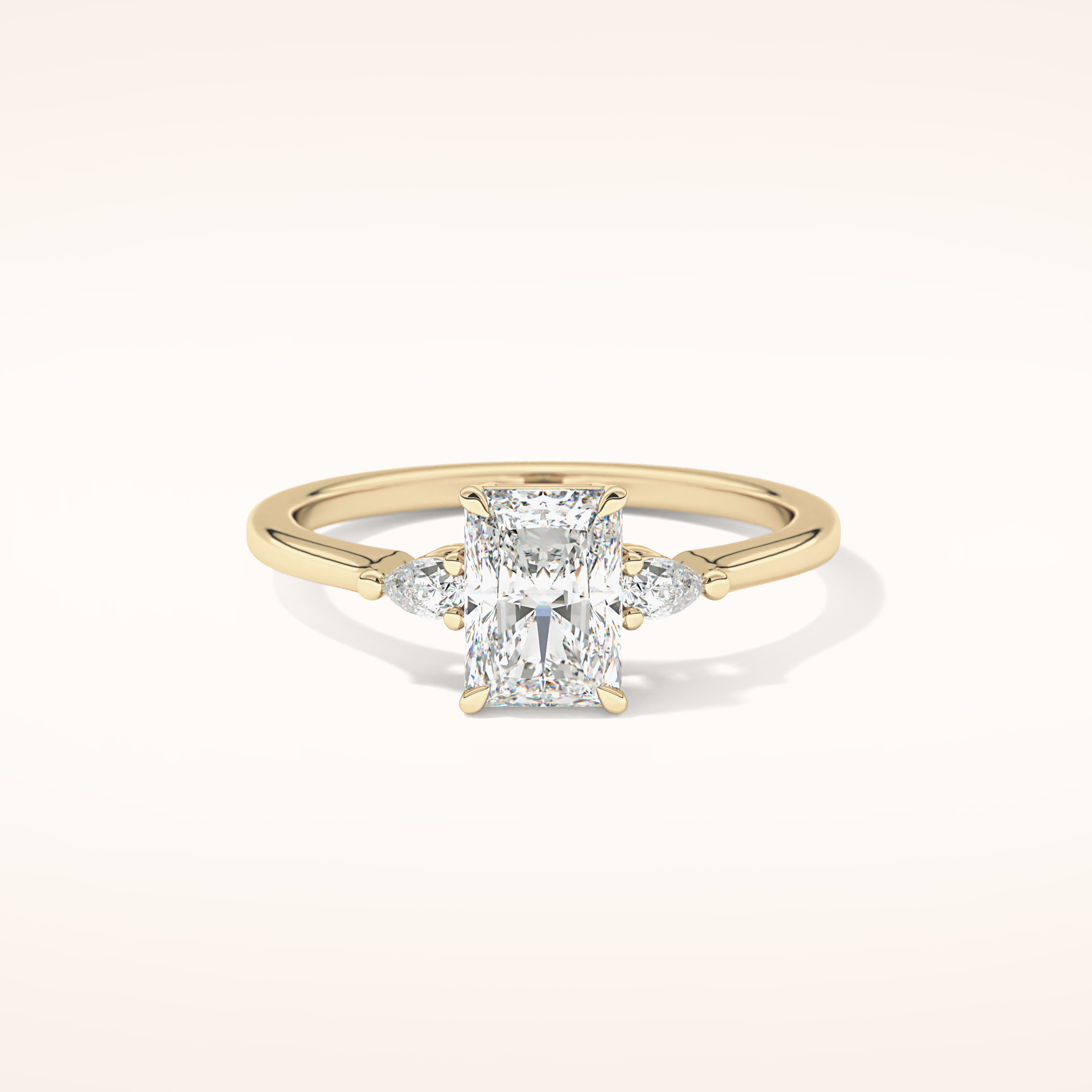 1.21 CT Radiant Shaped Three Stone Moissanite Engagement Ring