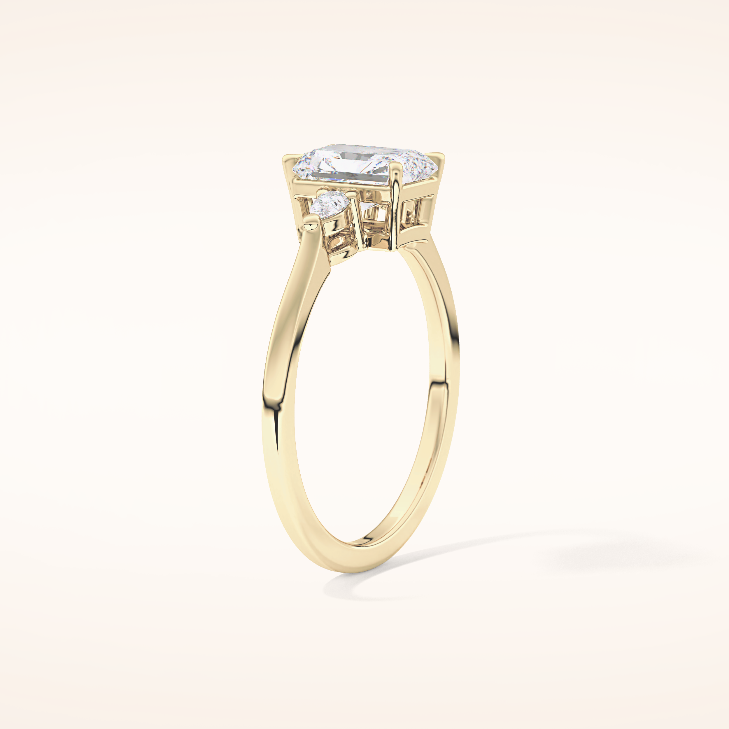 1.21 CT Radiant Shaped Three Stone Moissanite Engagement Ring