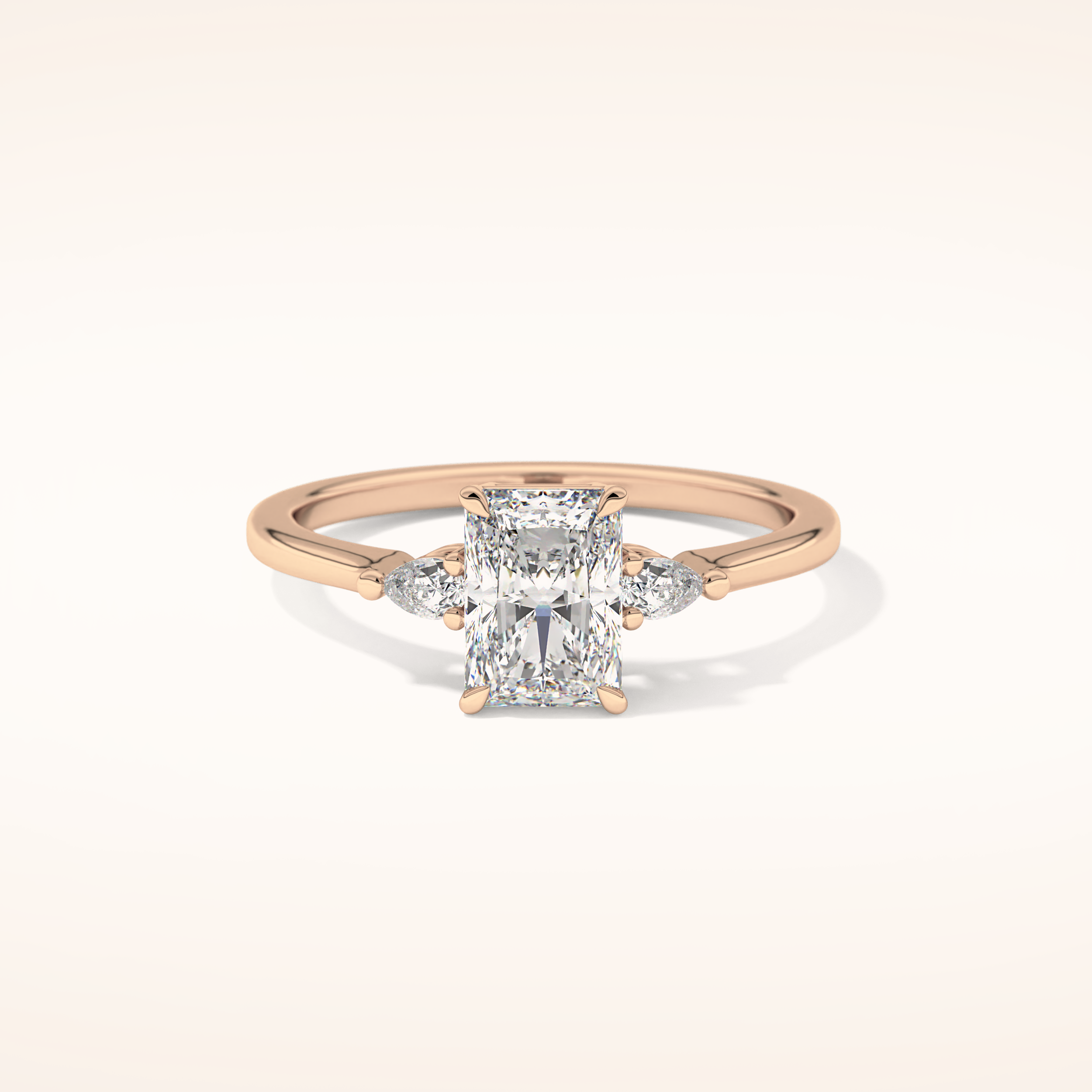1.21 CT Radiant Shaped Three Stone Moissanite Engagement Ring