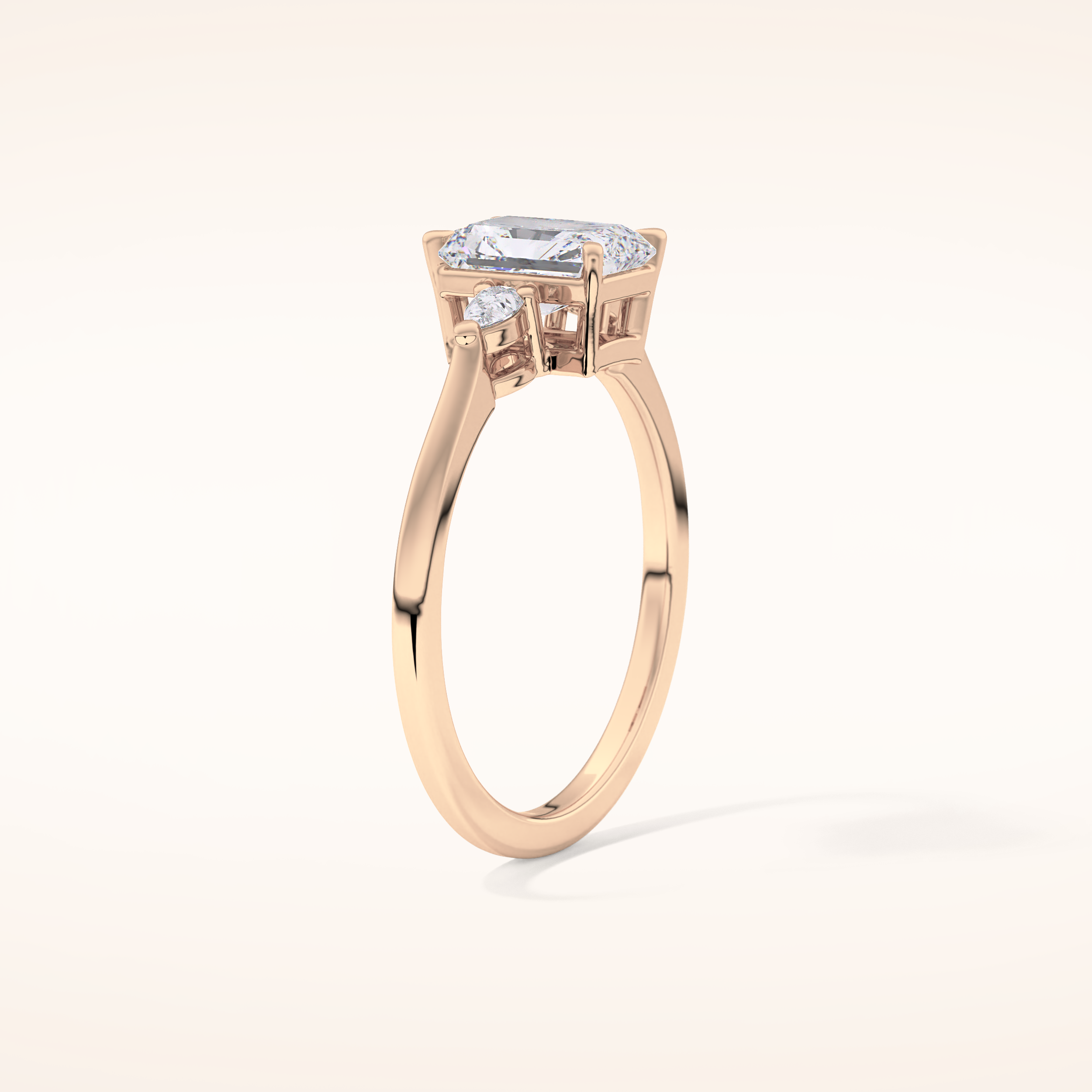 1.21 CT Radiant Shaped Three Stone Moissanite Engagement Ring
