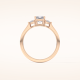 1.21 CT Radiant Shaped Three Stone Moissanite Engagement Ring
