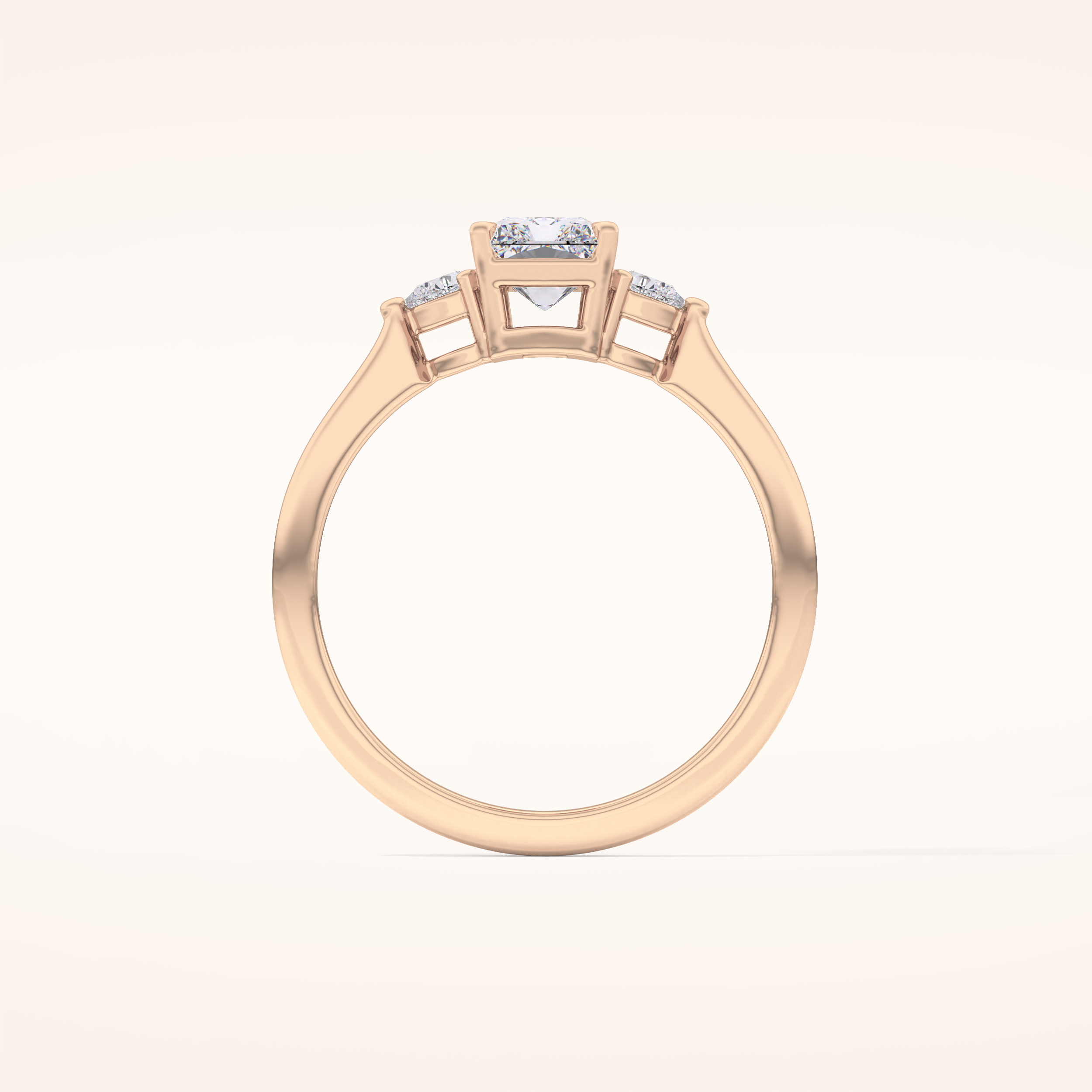1.21 CT Radiant Shaped Three Stone Moissanite Engagement Ring