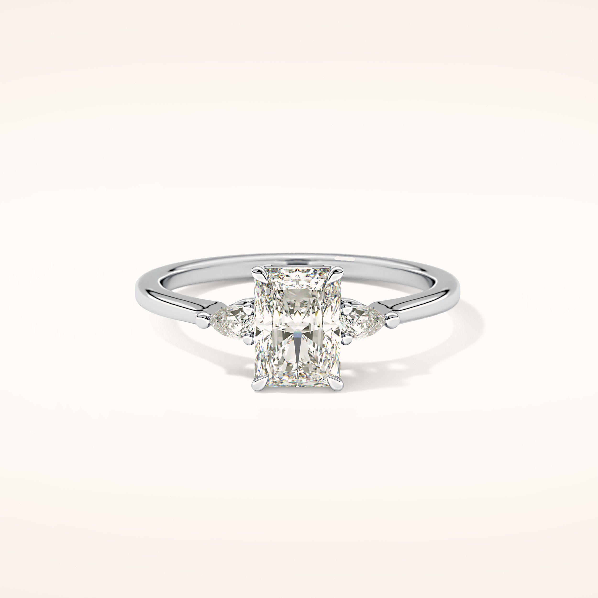 1.21 CT Radiant Shaped Three Stone Moissanite Engagement Ring