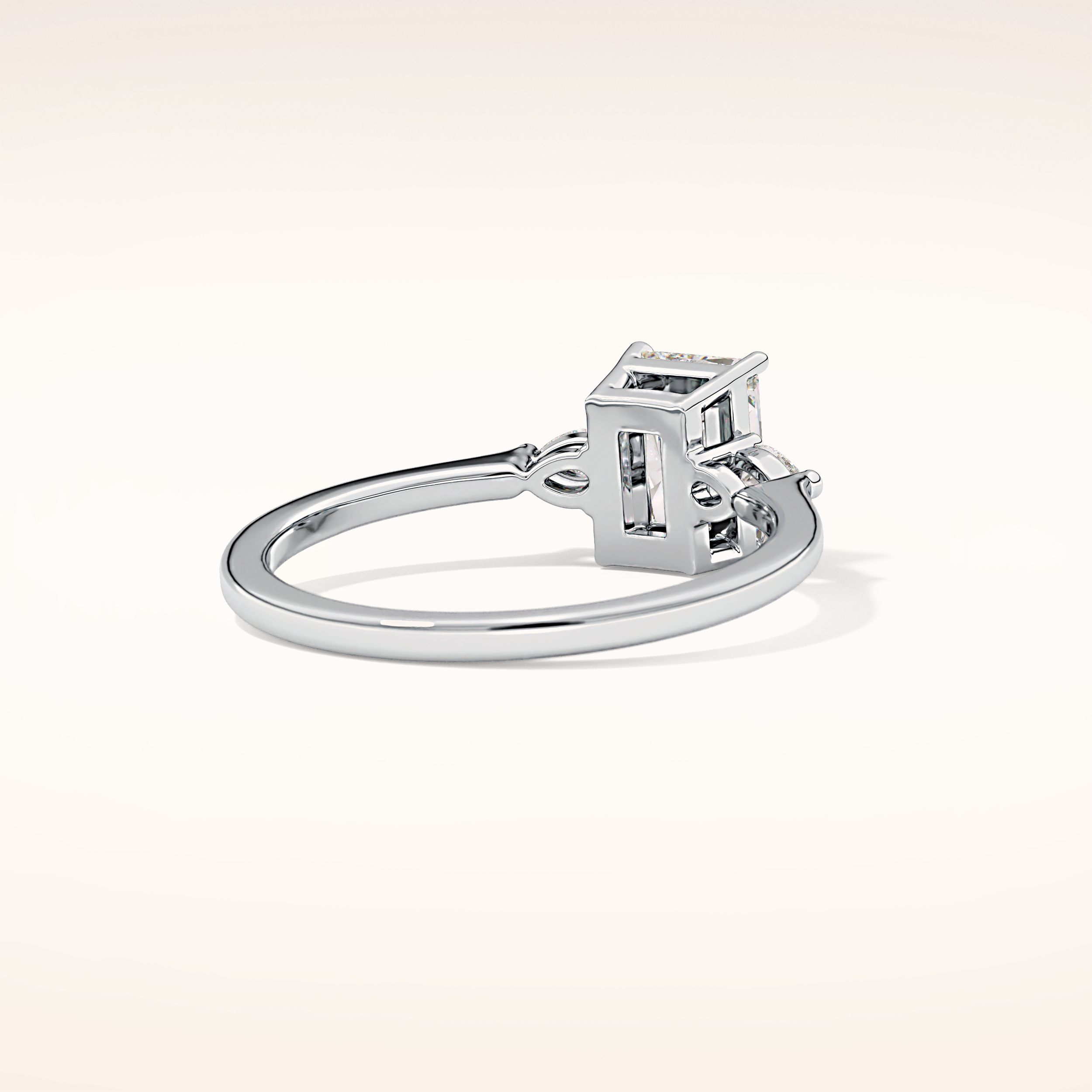 1.21 CT Radiant Shaped Three Stone Moissanite Engagement Ring