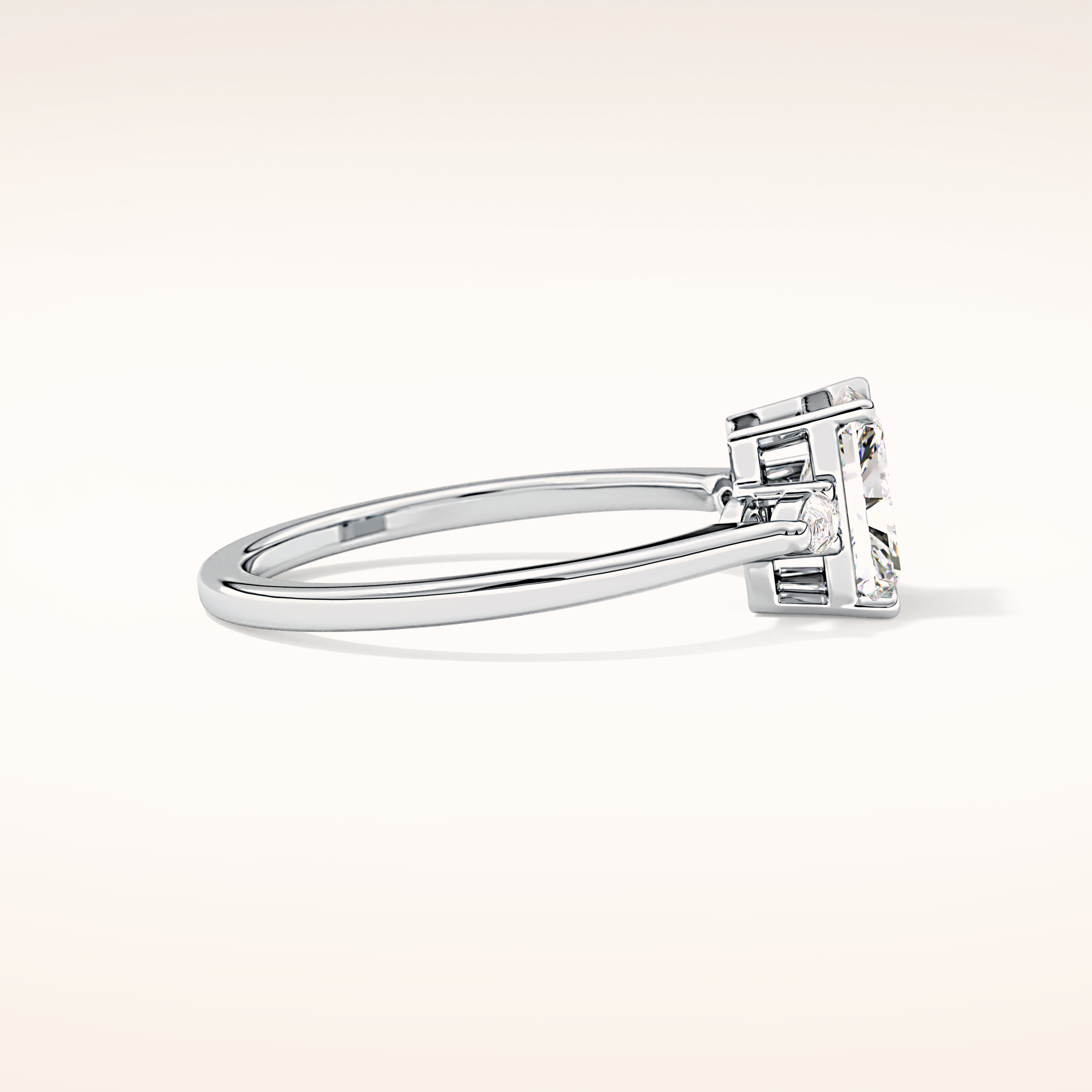 1.21 CT Radiant Shaped Three Stone Moissanite Engagement Ring