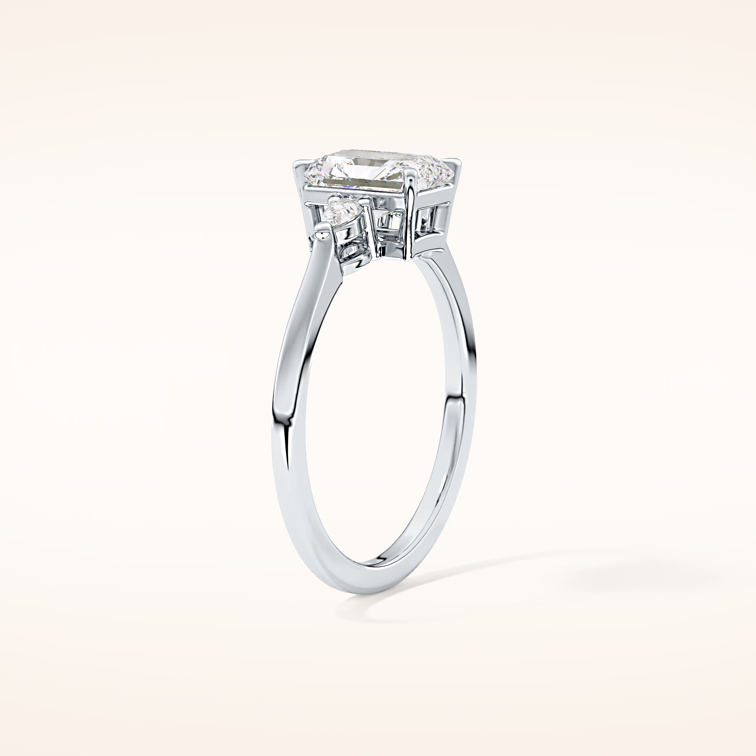 1.21 CT Radiant Shaped Three Stone Moissanite Engagement Ring