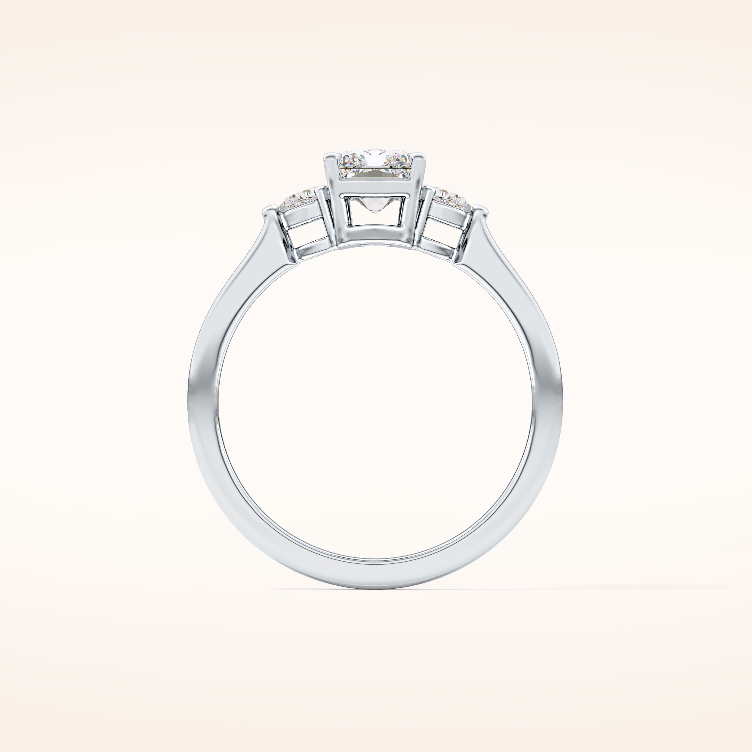 1.21 CT Radiant Shaped Three Stone Moissanite Engagement Ring