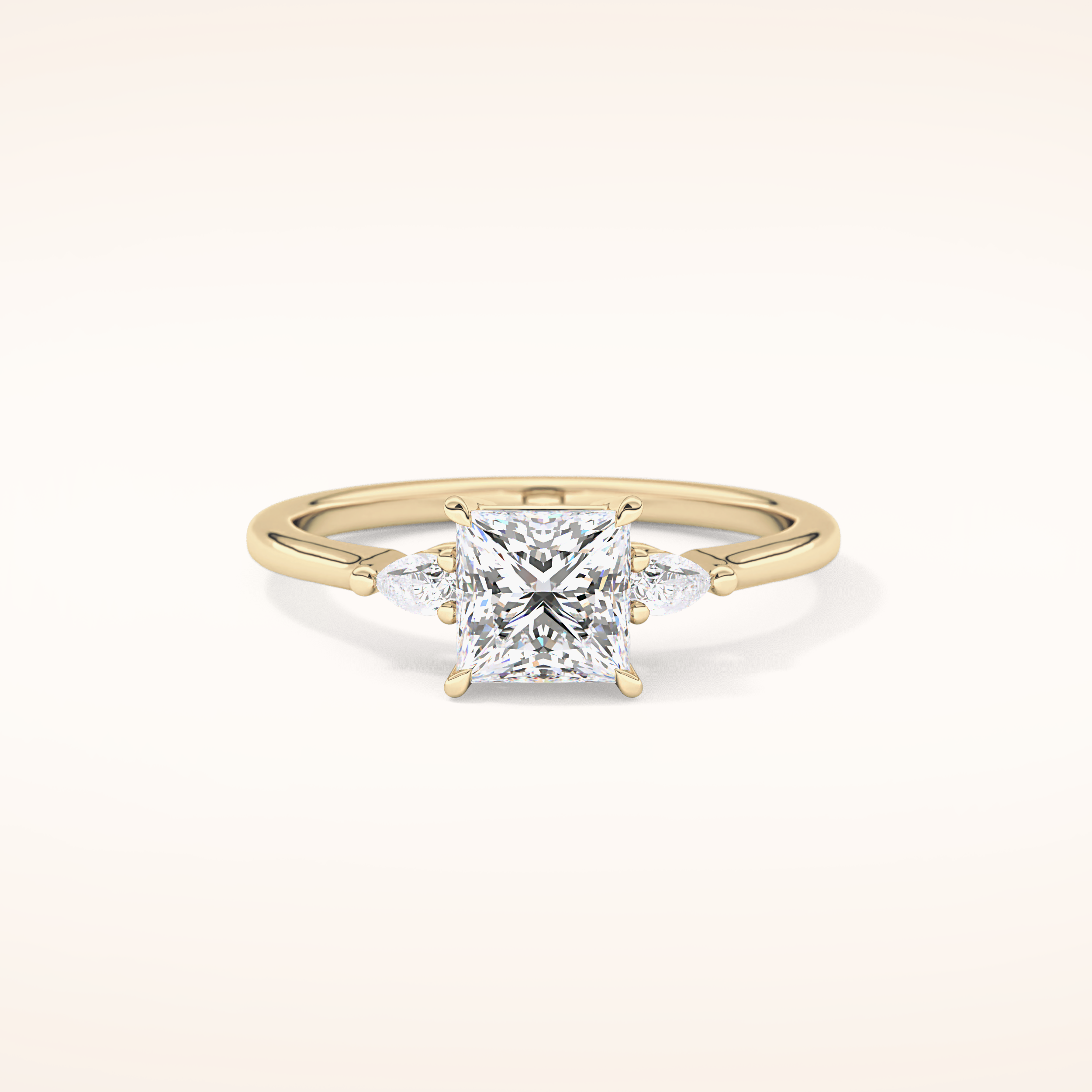 1.04 CT Princess Shaped Three Stone Moissanite Engagement Ring