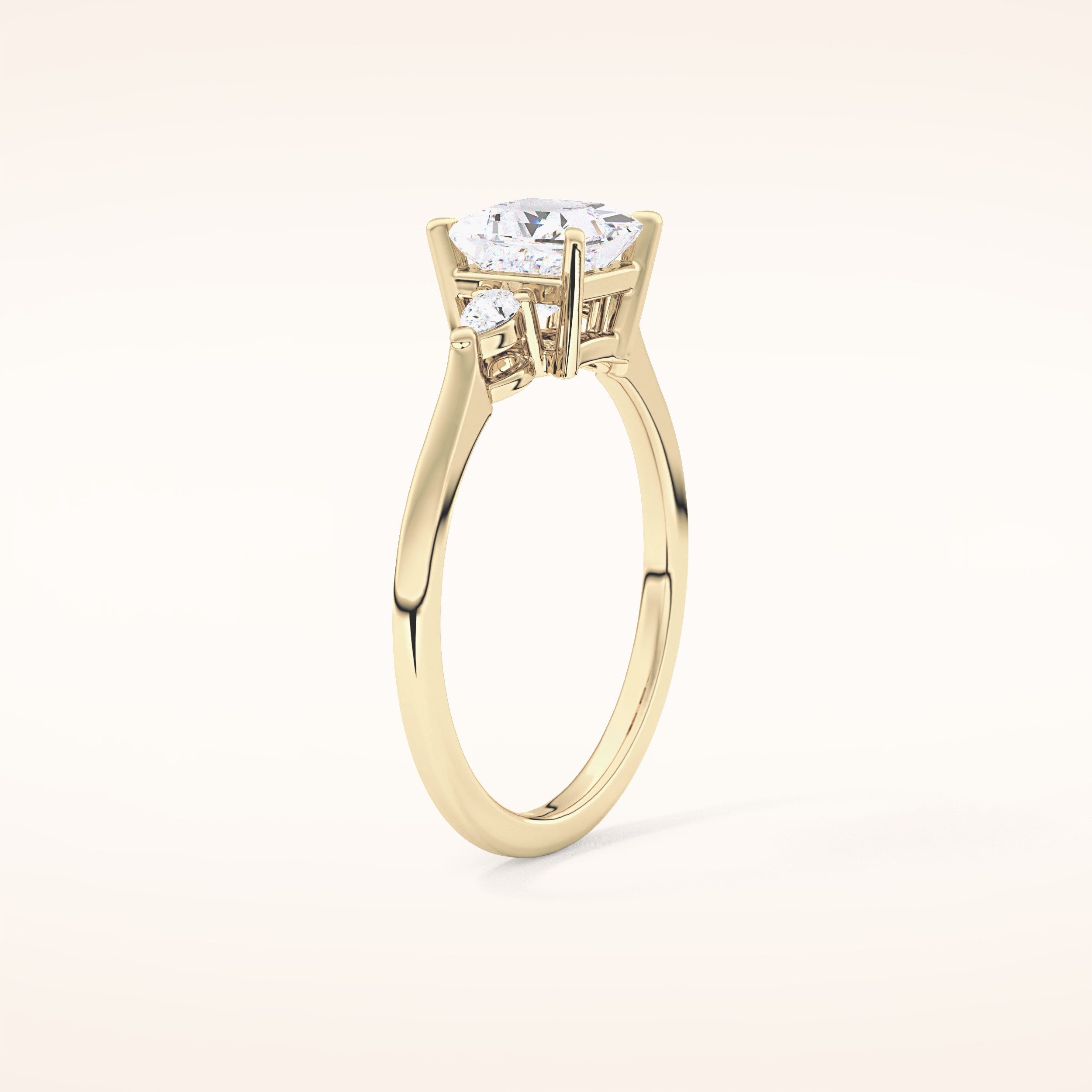 1.04 CT Princess Shaped Three Stone Moissanite Engagement Ring