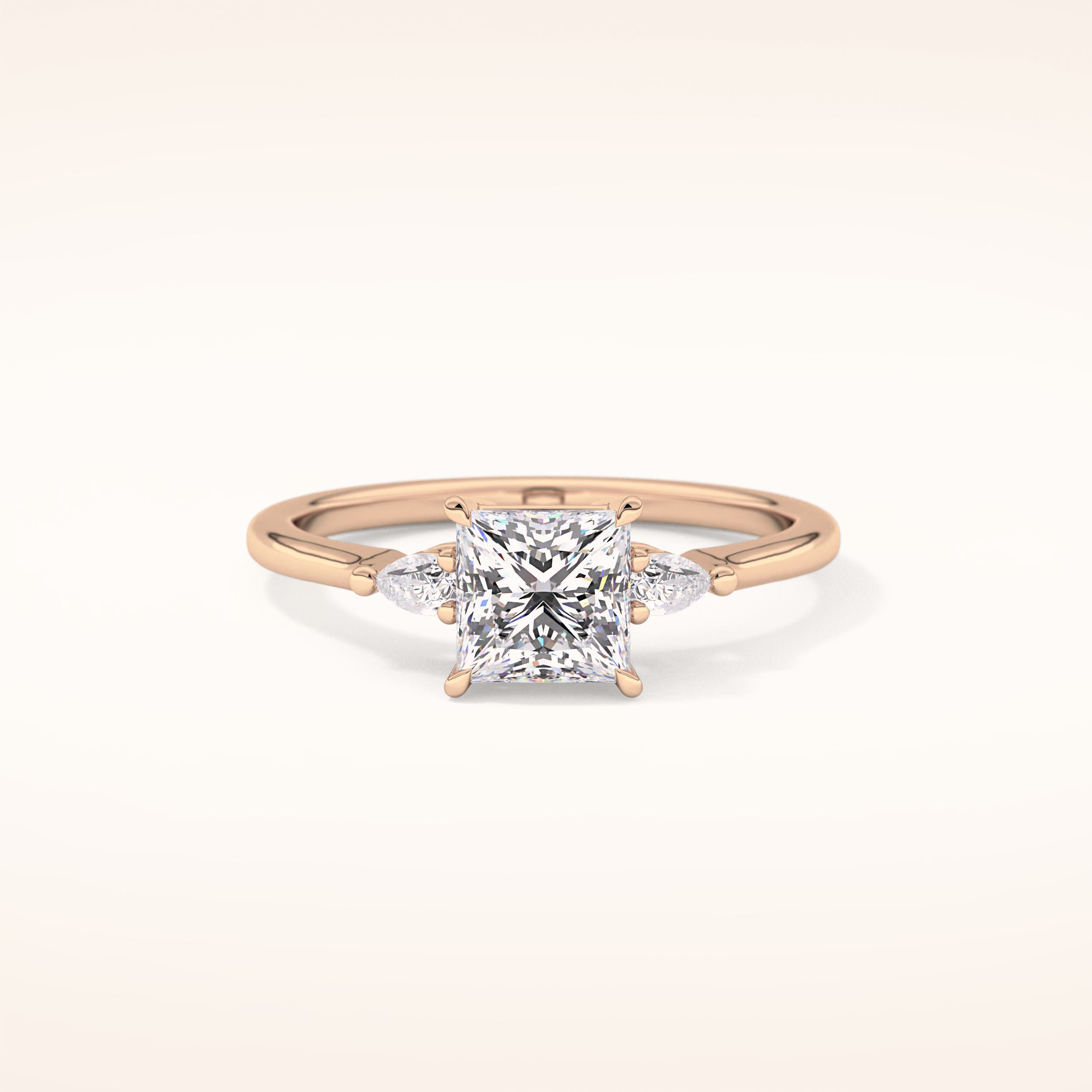 1.04 CT Princess Shaped Three Stone Moissanite Engagement Ring