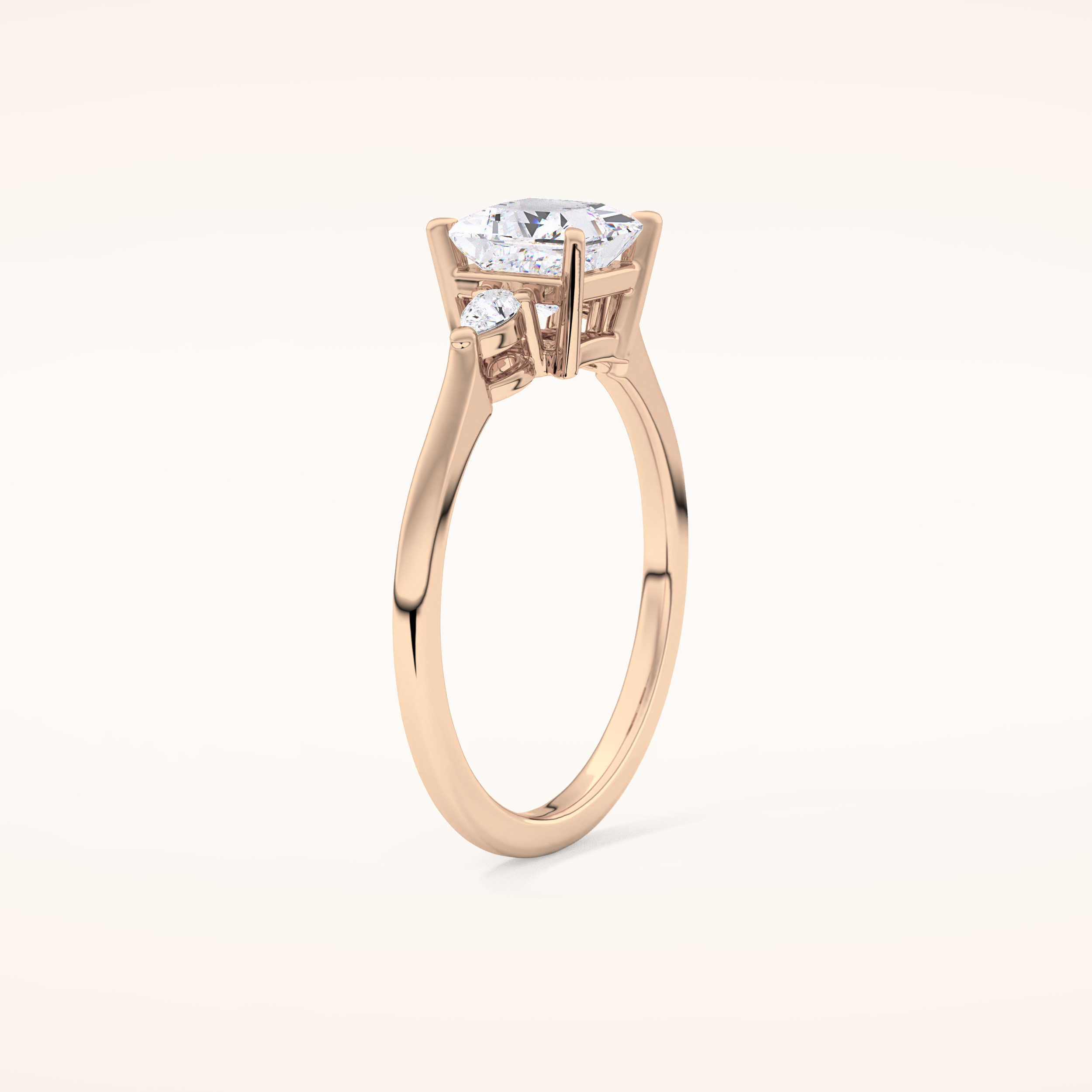 1.04 CT Princess Shaped Three Stone Moissanite Engagement Ring