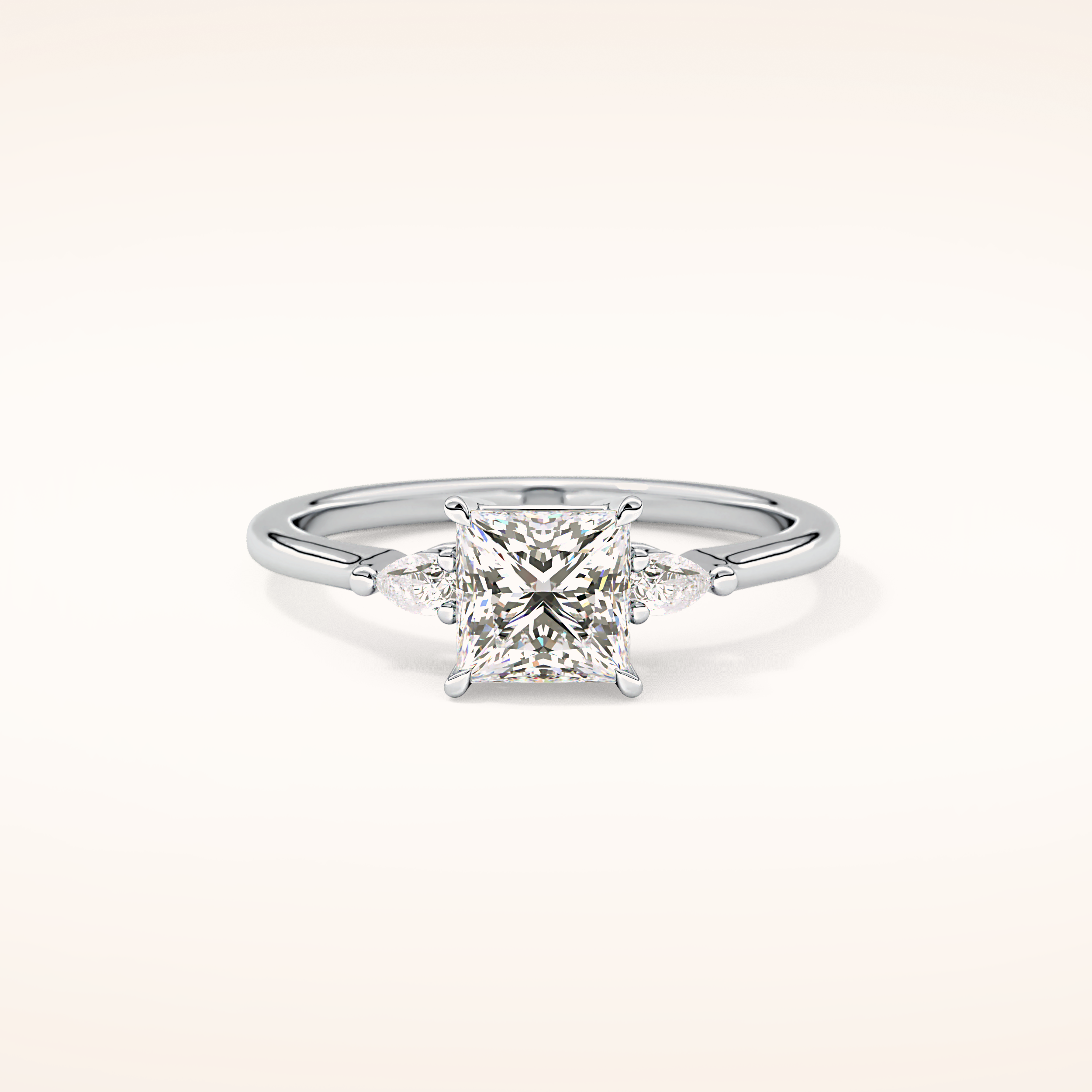 1.04 CT Princess Shaped Three Stone Moissanite Engagement Ring