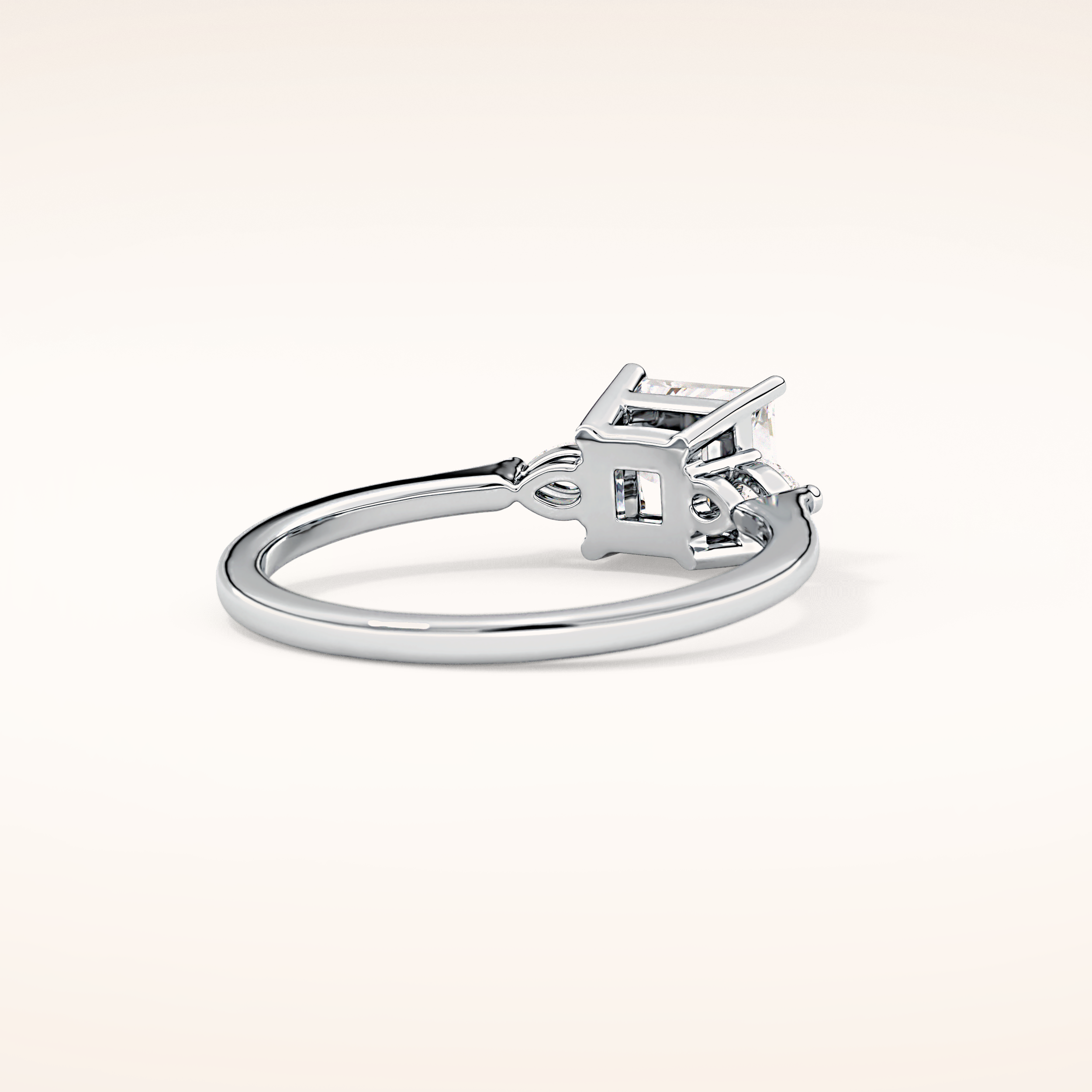 1.04 CT Princess Shaped Three Stone Moissanite Engagement Ring