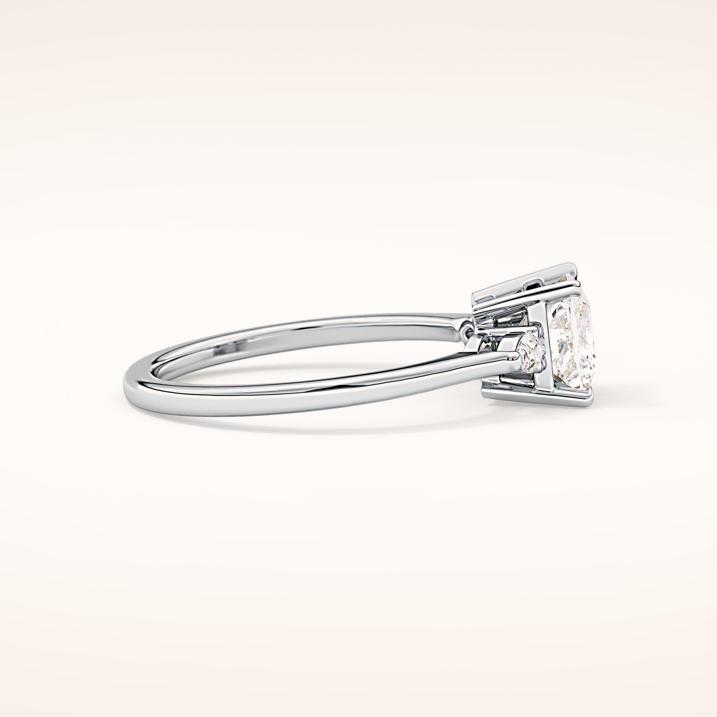1.04 CT Princess Shaped Three Stone Moissanite Engagement Ring