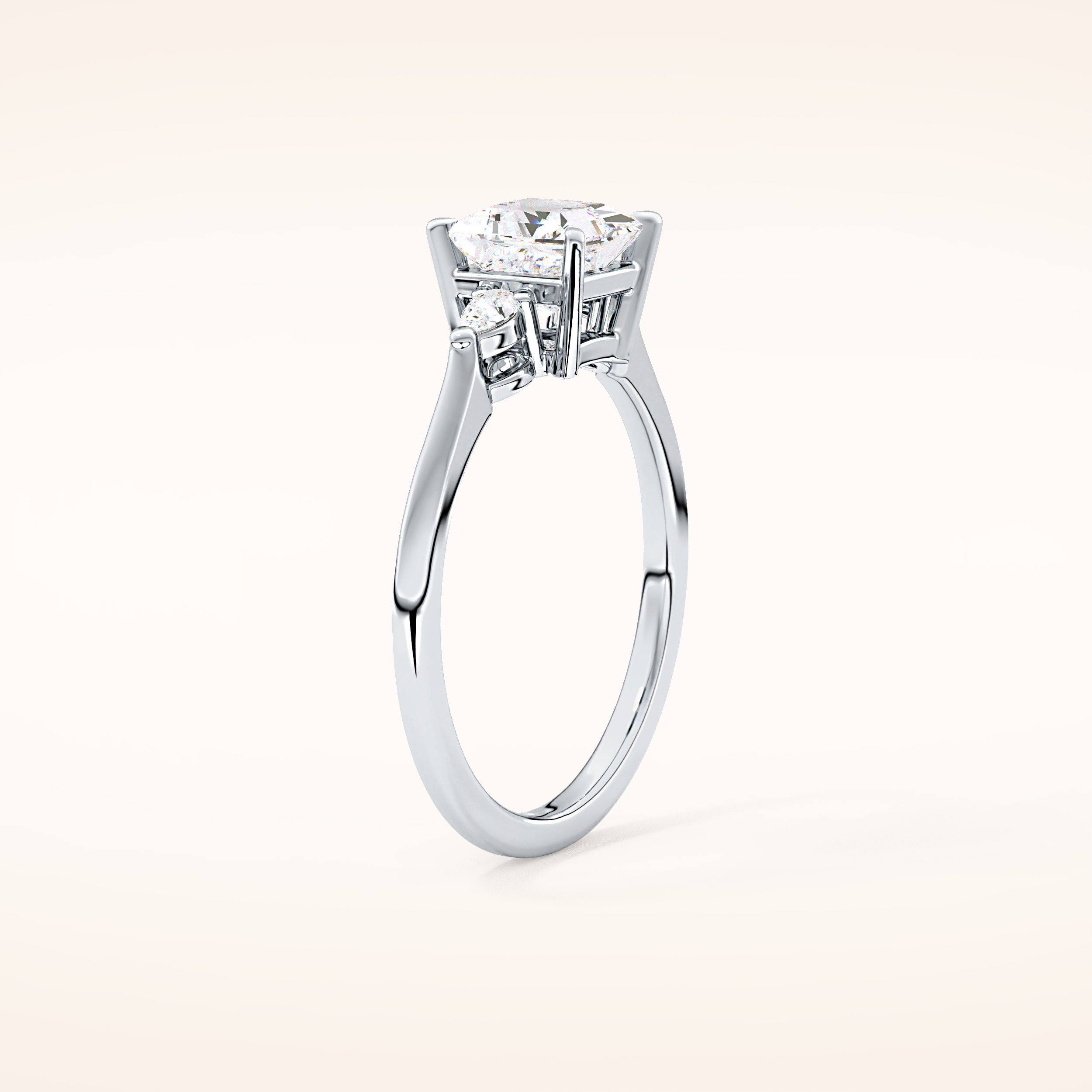 1.04 CT Princess Shaped Three Stone Moissanite Engagement Ring