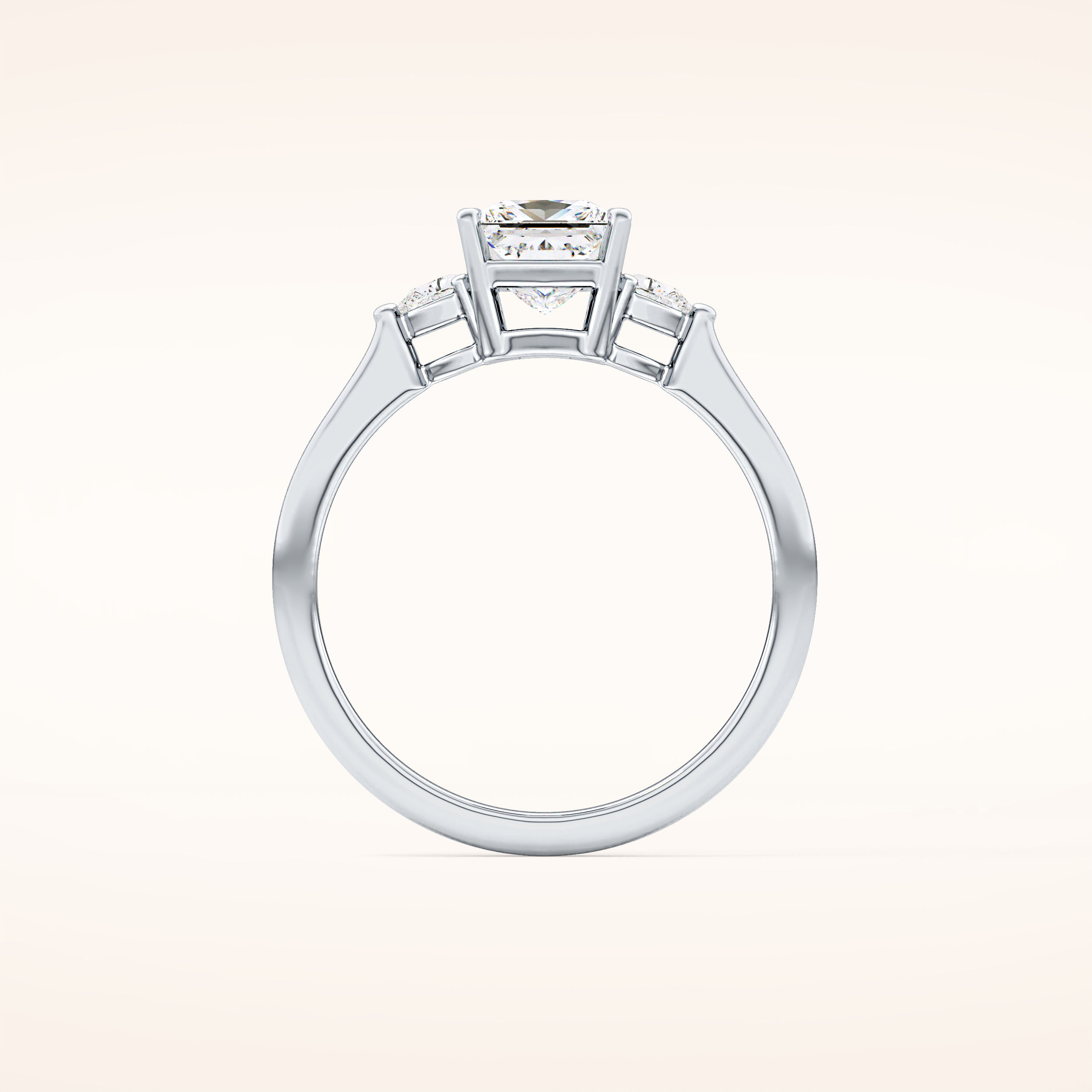 1.04 CT Princess Shaped Three Stone Moissanite Engagement Ring