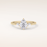 0.86 CT Pear Shaped Three Stone Moissanite Engagement Ring