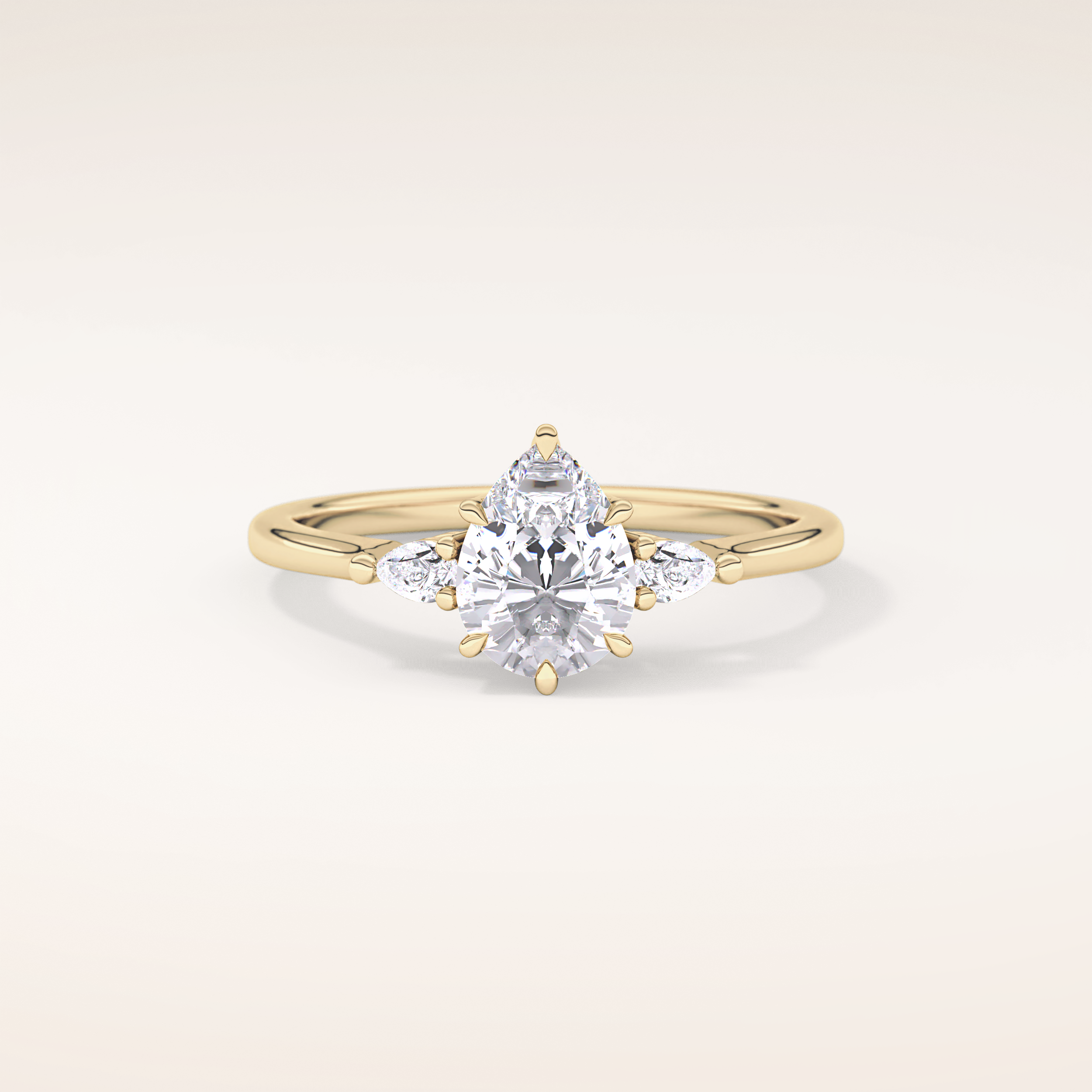0.86 CT Pear Shaped Three Stone Moissanite Engagement Ring