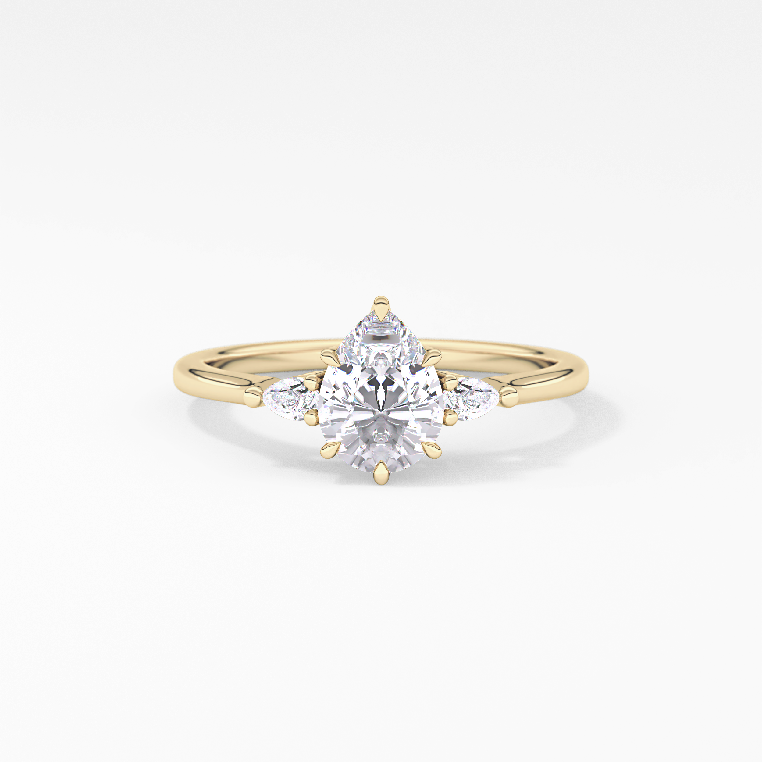 Pear Three Stone Lab Grown Diamond Engagement Ring