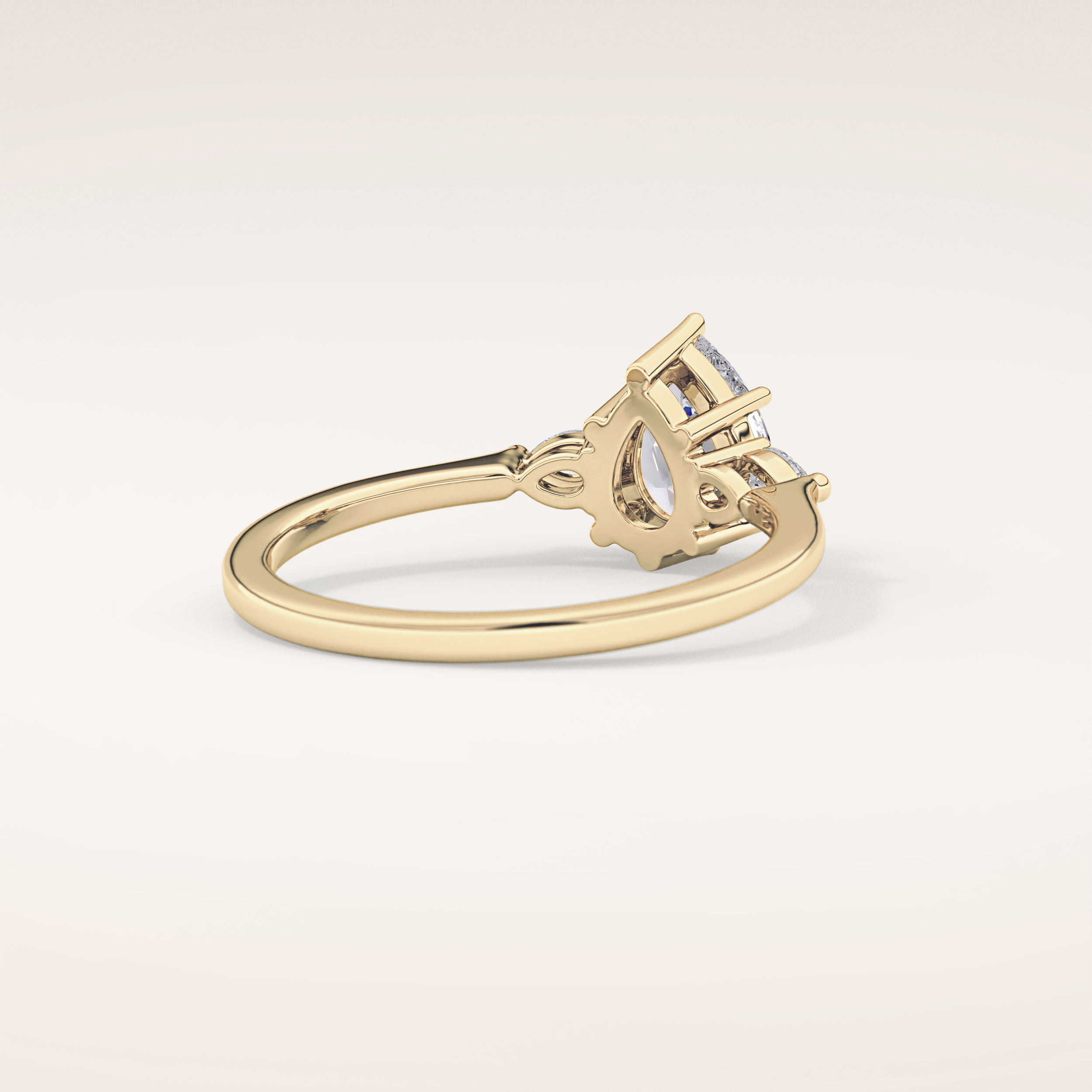 0.86 CT Pear Shaped Three Stone Moissanite Engagement Ring