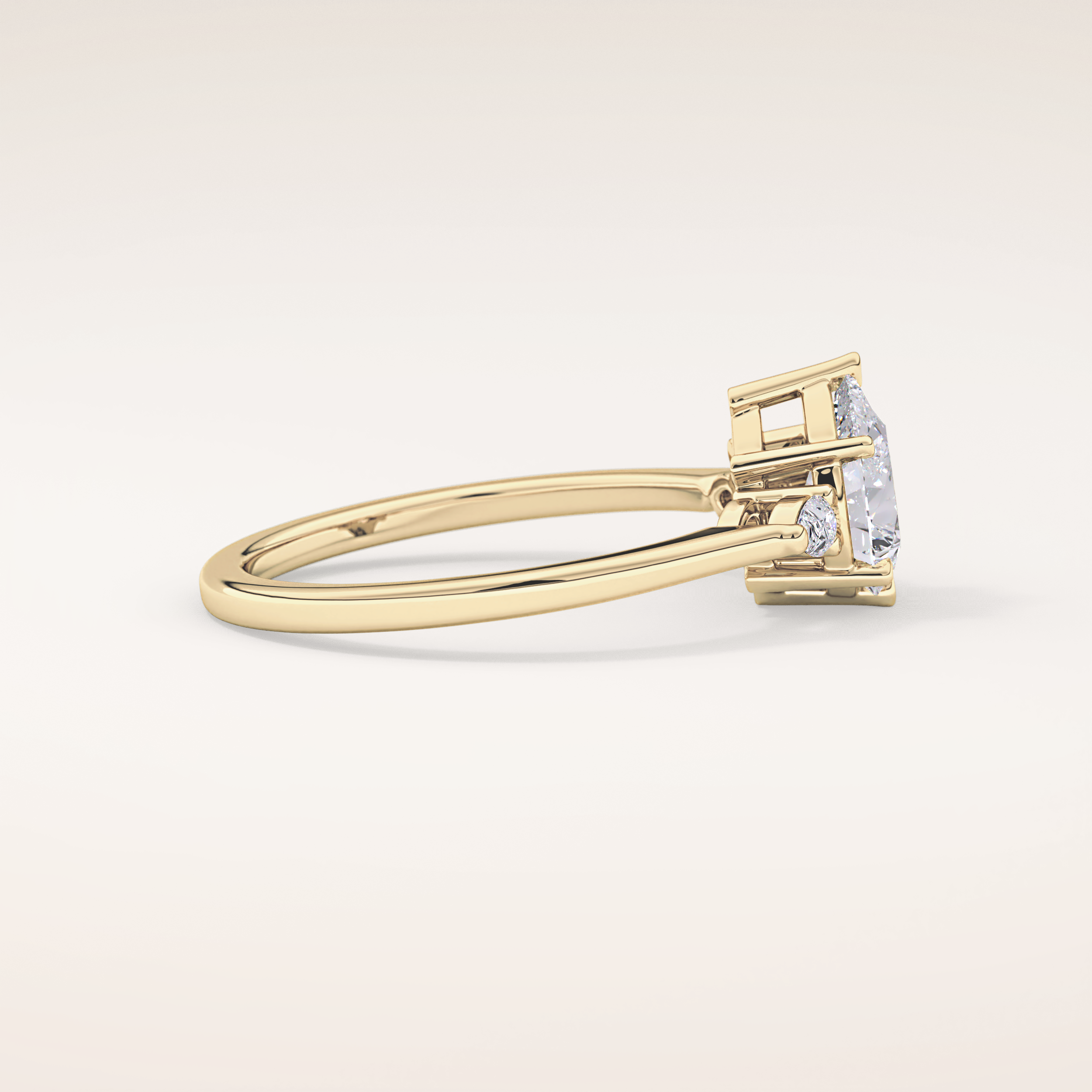 0.86 CT Pear Shaped Three Stone Moissanite Engagement Ring