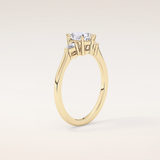 0.86 CT Pear Shaped Three Stone Moissanite Engagement Ring