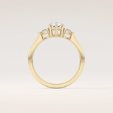 0.86 CT Pear Shaped Three Stone Moissanite Engagement Ring