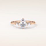 0.86 CT Pear Shaped Three Stone Moissanite Engagement Ring