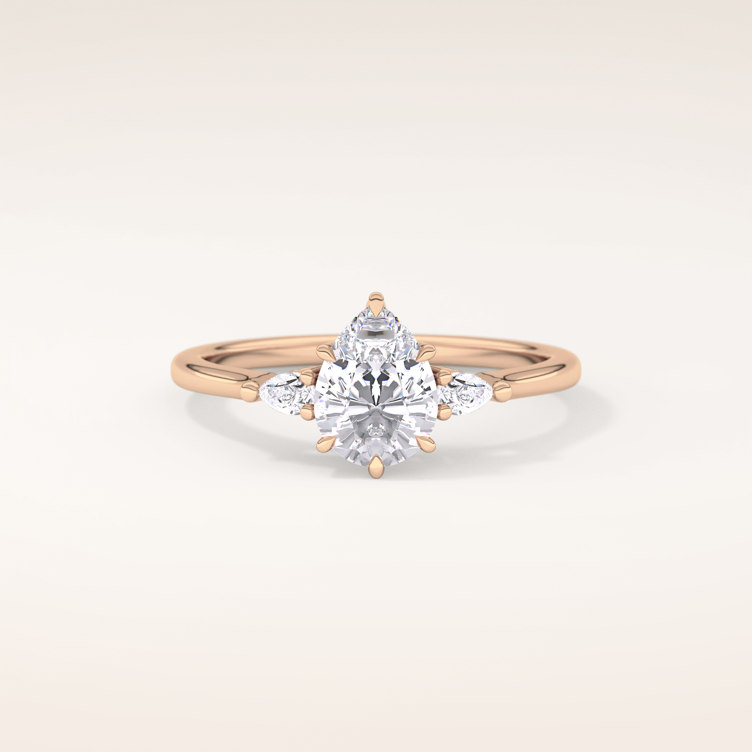 0.86 CT Pear Shaped Three Stone Moissanite Engagement Ring