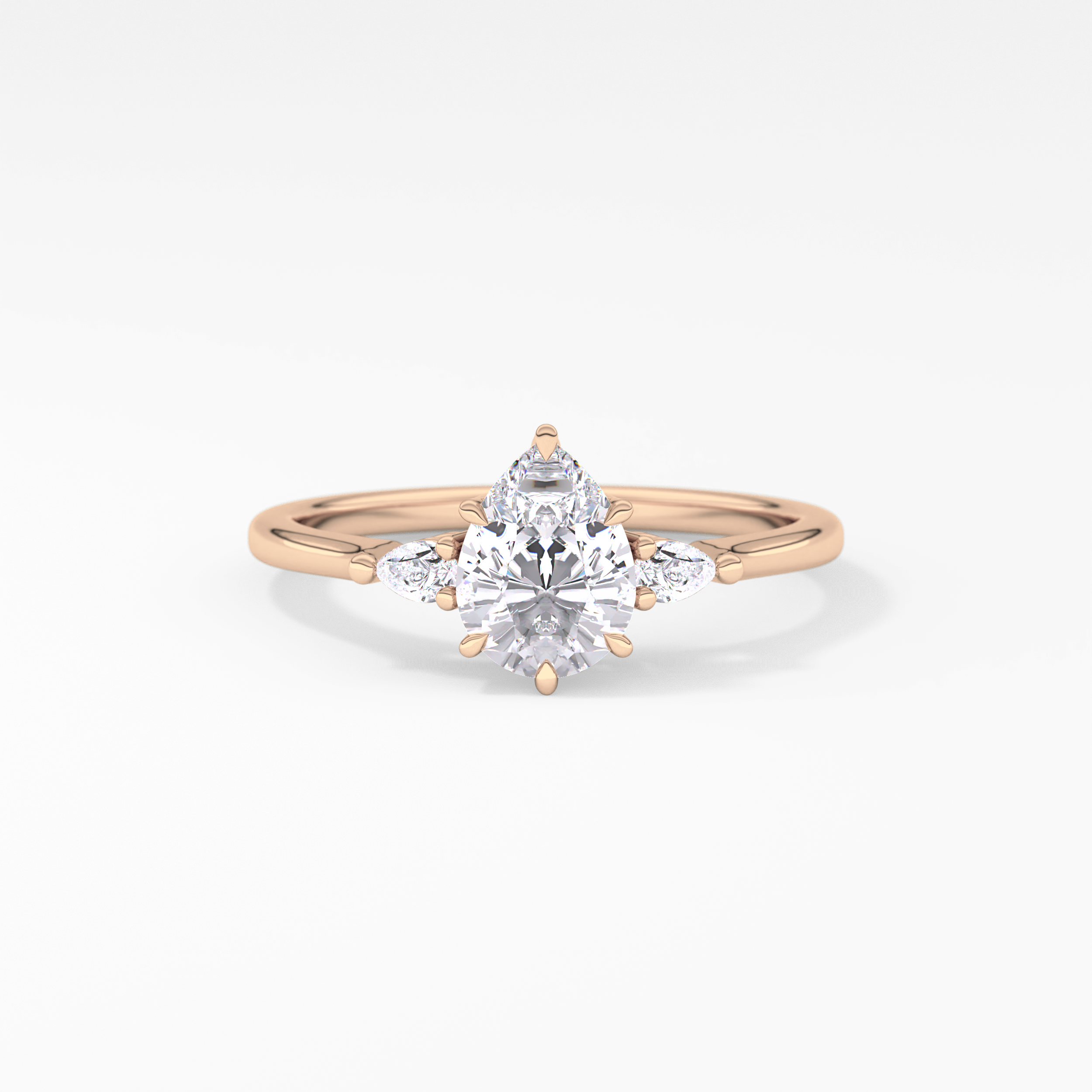 Pear Three Stone Lab Grown Diamond Engagement Ring