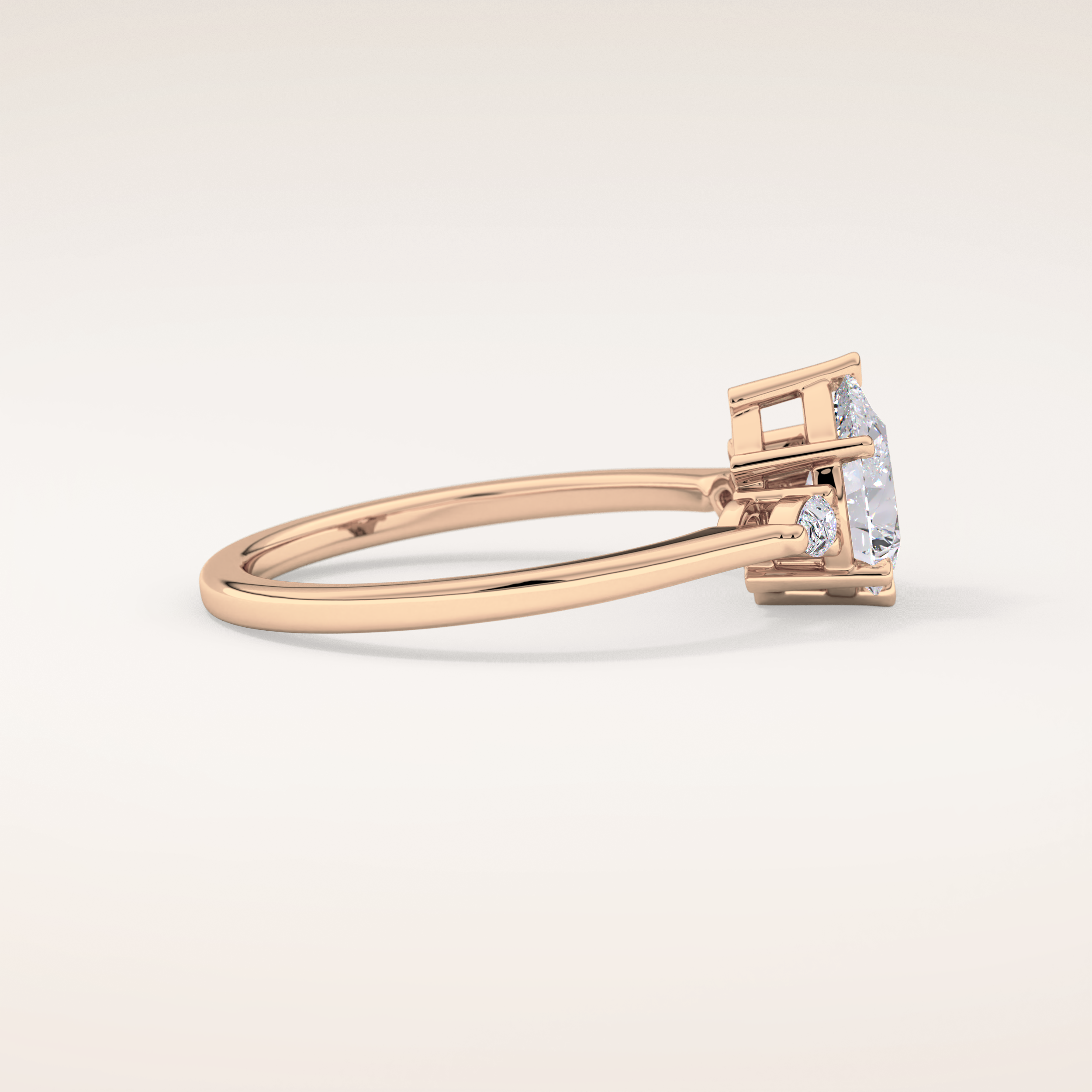 0.86 CT Pear Shaped Three Stone Moissanite Engagement Ring