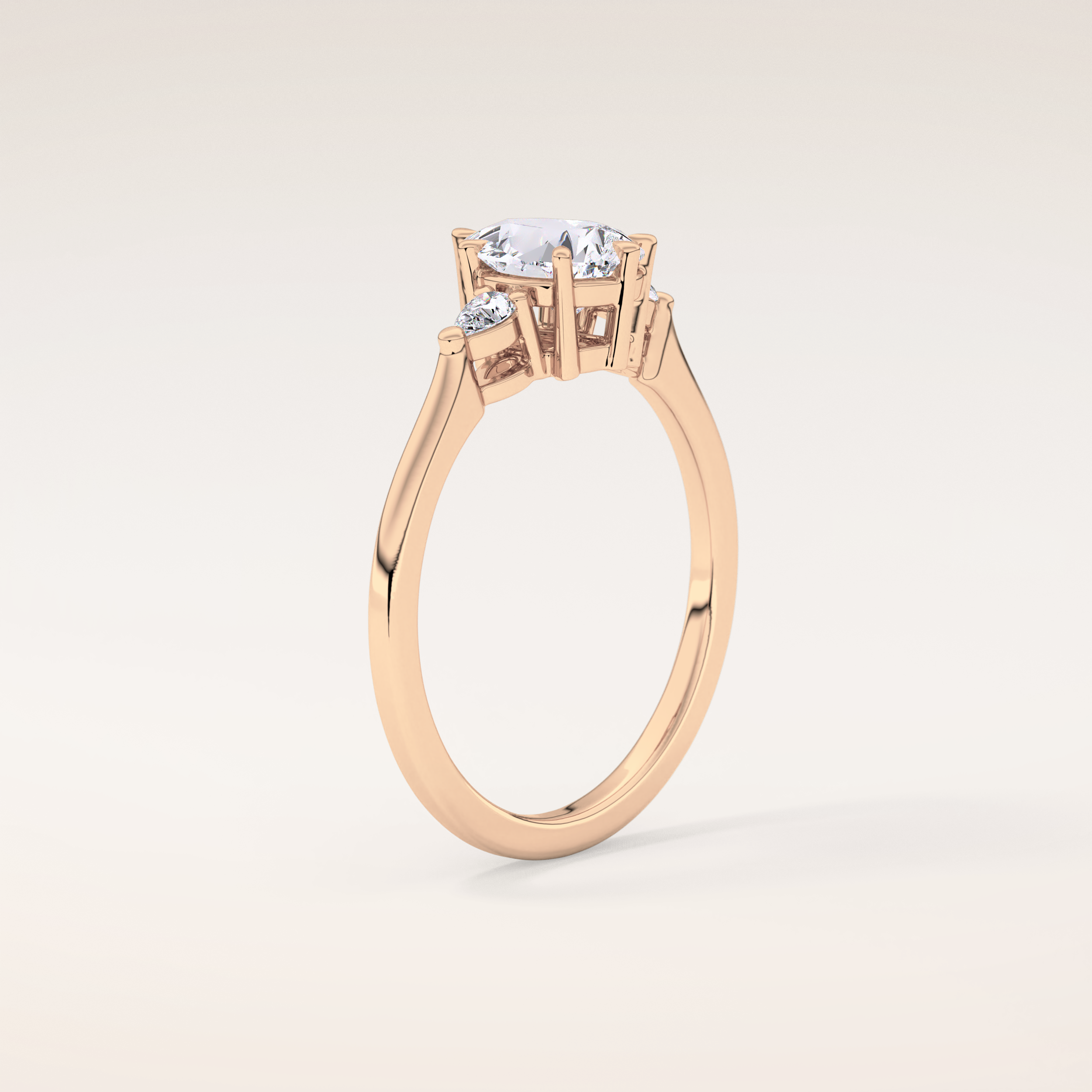 0.86 CT Pear Shaped Three Stone Moissanite Engagement Ring