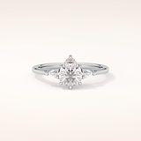 0.86 CT Pear Shaped Three Stone Moissanite Engagement Ring