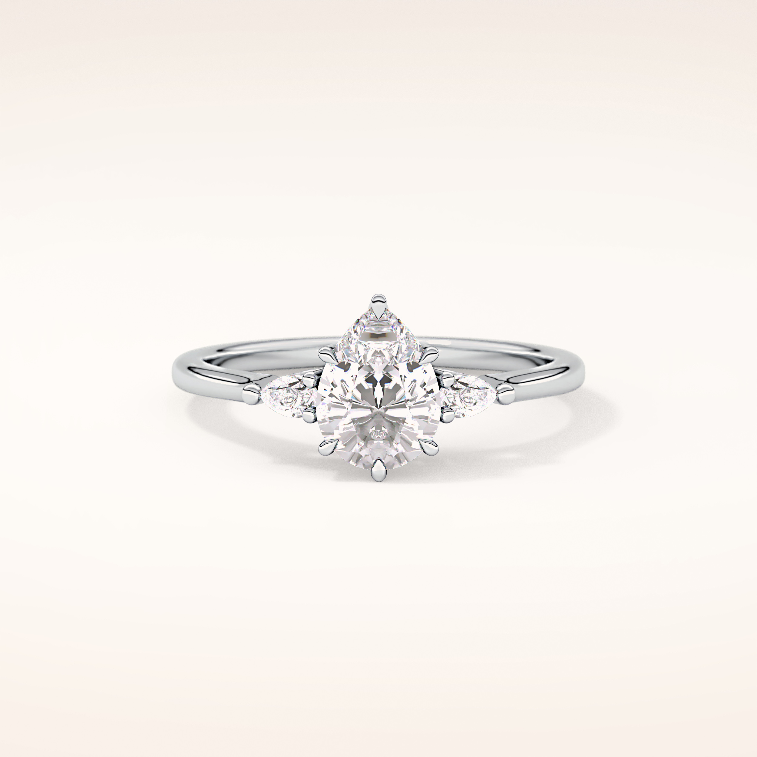 0.86 CT Pear Shaped Three Stone Moissanite Engagement Ring