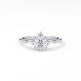Pear Three Stone Lab Grown Diamond Engagement Ring