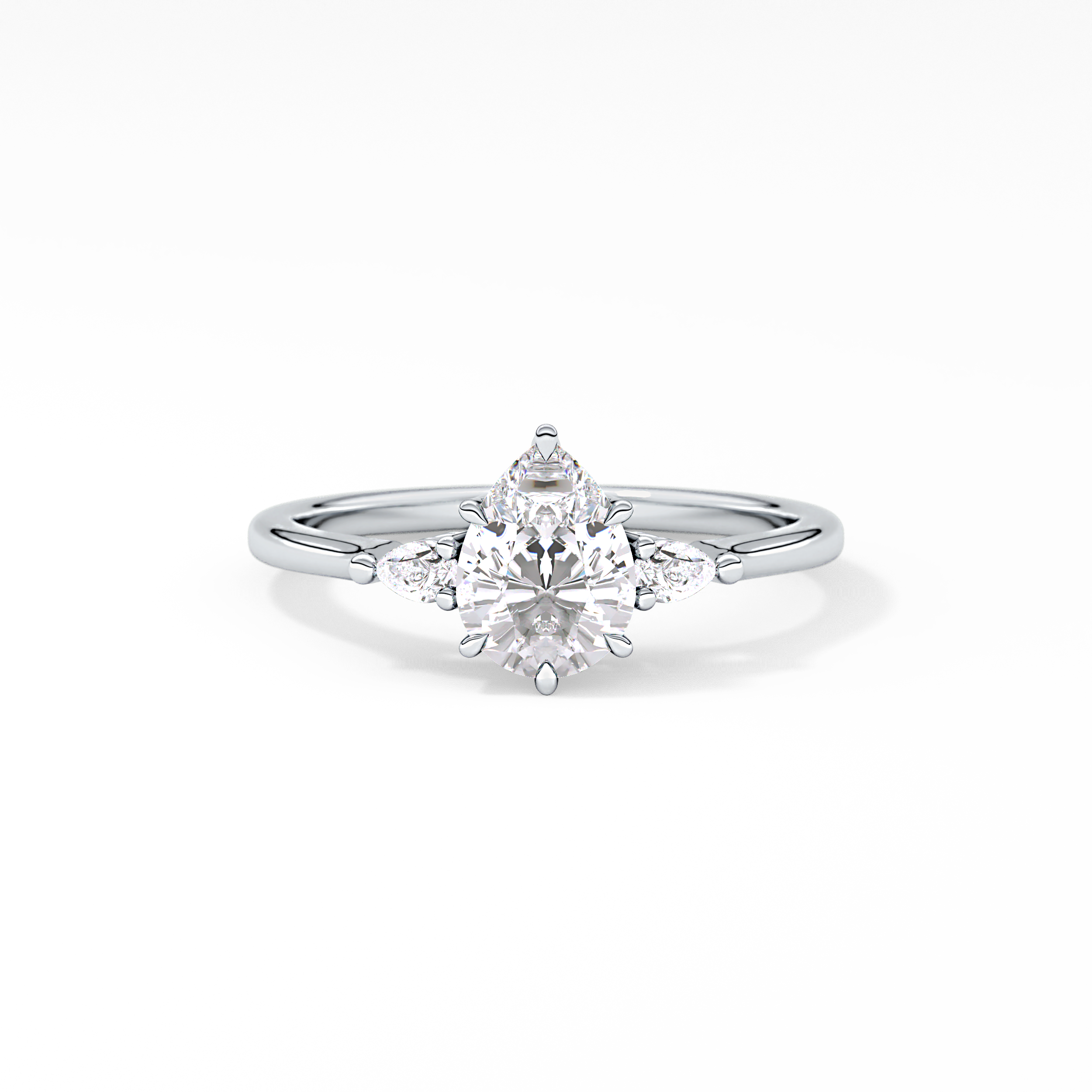 Pear Three Stone Lab Grown Diamond Engagement Ring