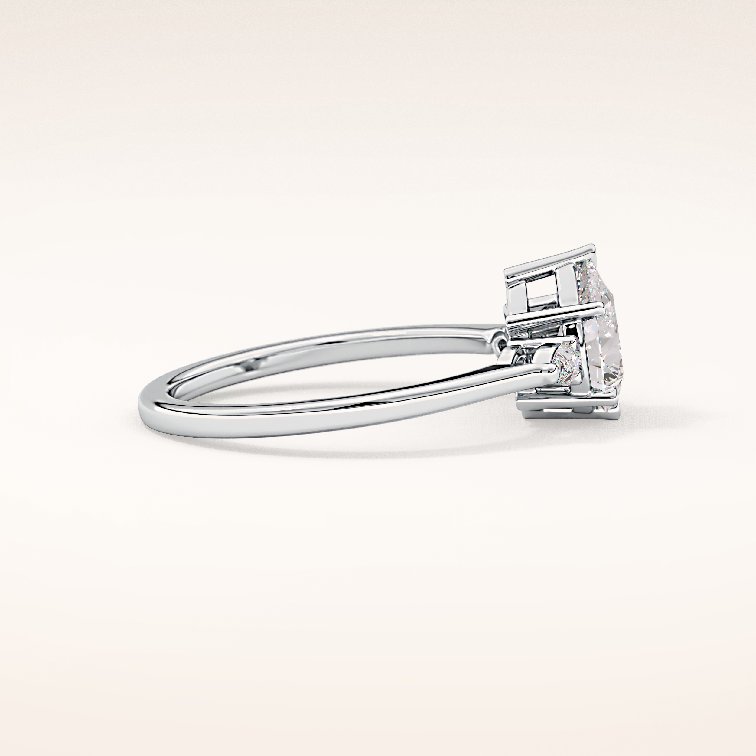 0.86 CT Pear Shaped Three Stone Moissanite Engagement Ring
