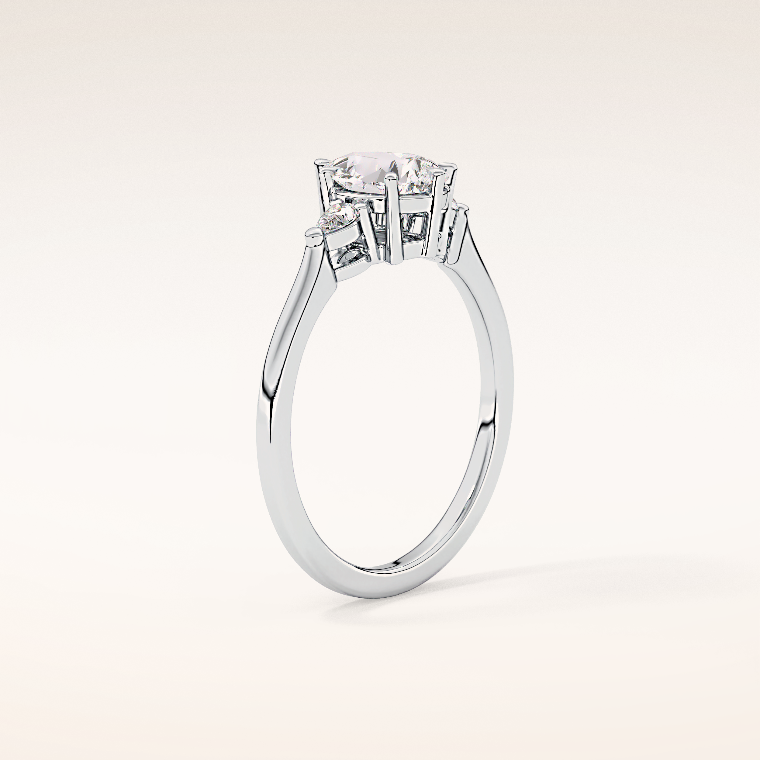 0.86 CT Pear Shaped Three Stone Moissanite Engagement Ring