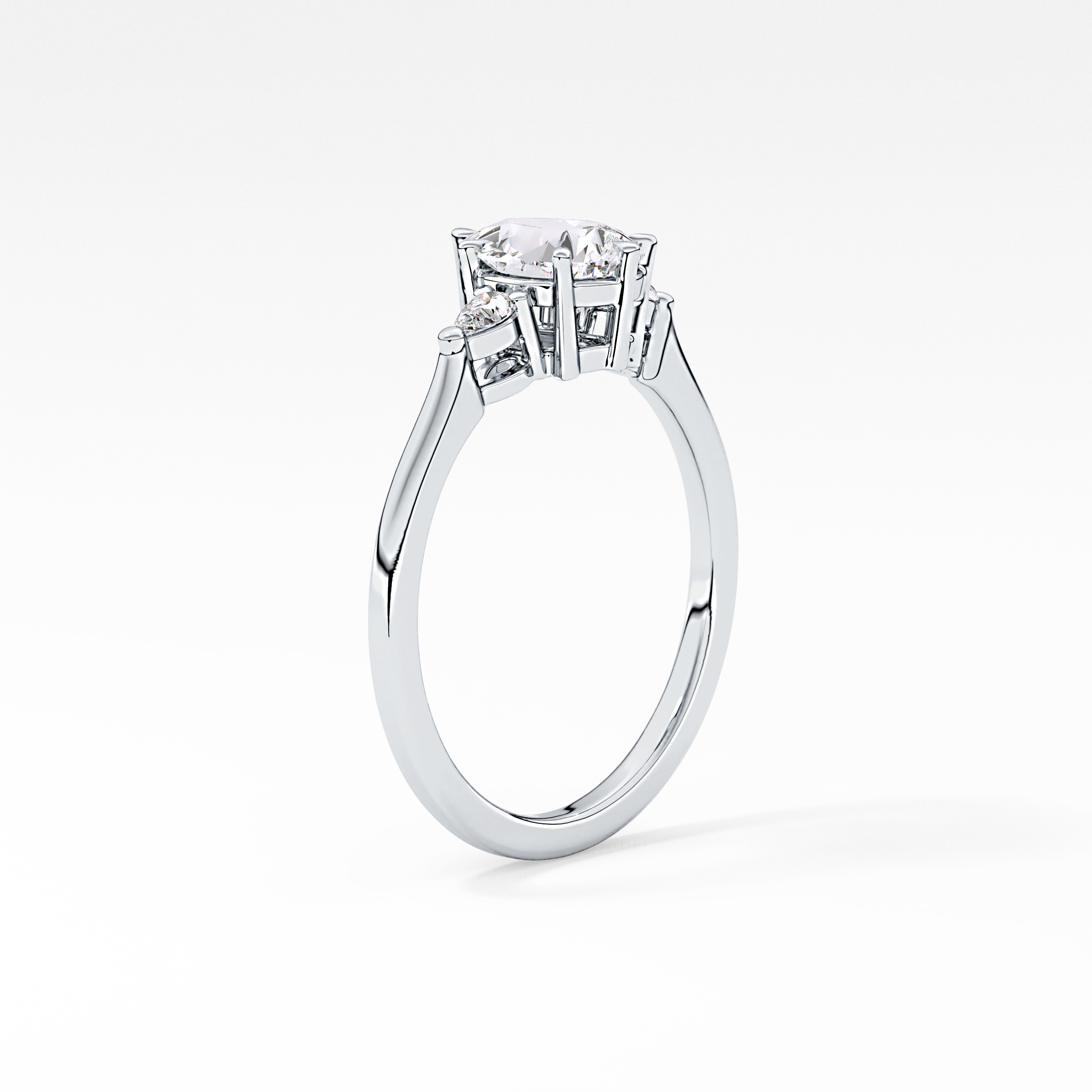 Pear Three Stone Lab Grown Diamond Engagement Ring