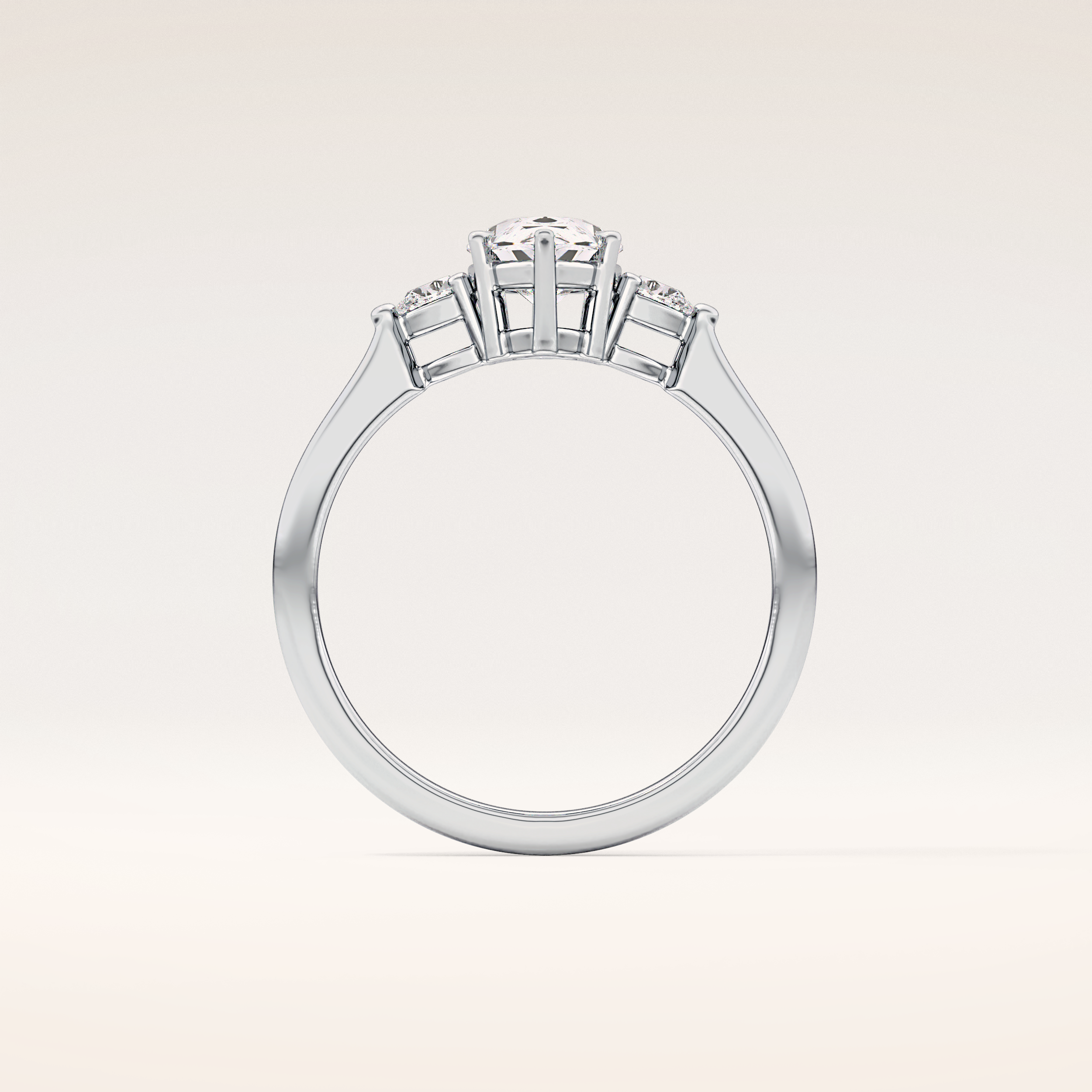 0.86 CT Pear Shaped Three Stone Moissanite Engagement Ring
