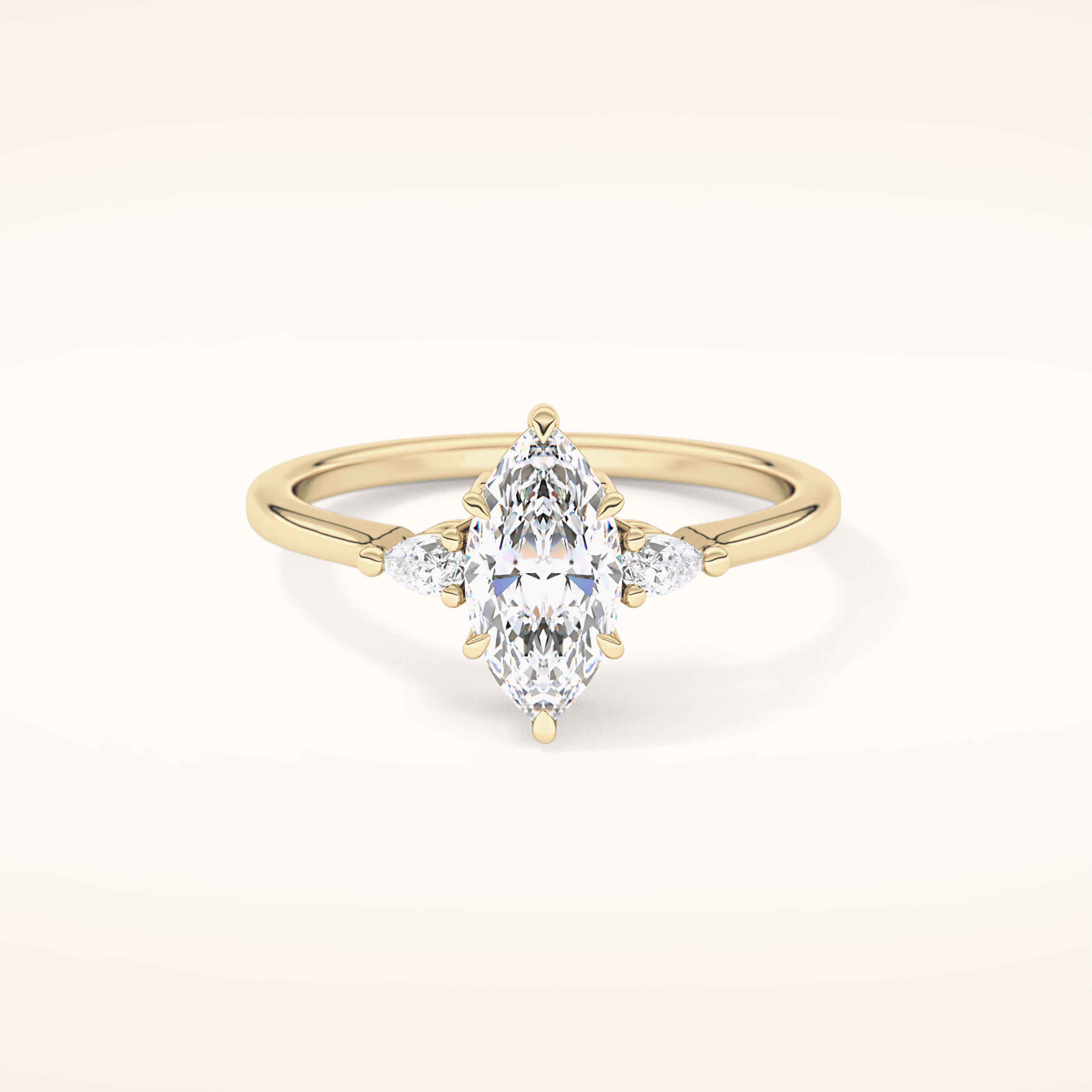 0.82 CT Marquise Shaped Three Stone Moissanite Engagement Ring