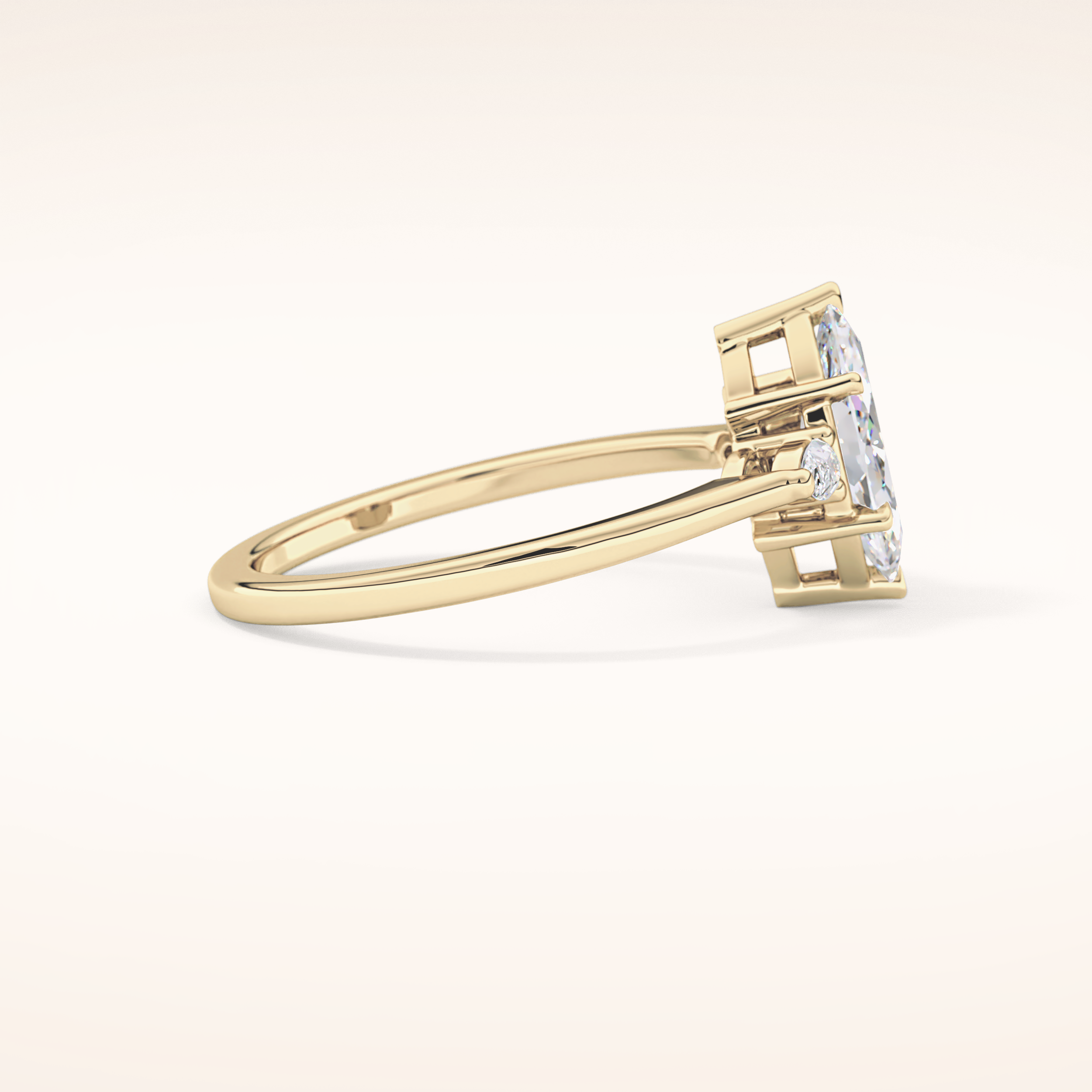 0.82 CT Marquise Shaped Three Stone Moissanite Engagement Ring
