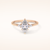 0.82 CT Marquise Shaped Three Stone Moissanite Engagement Ring