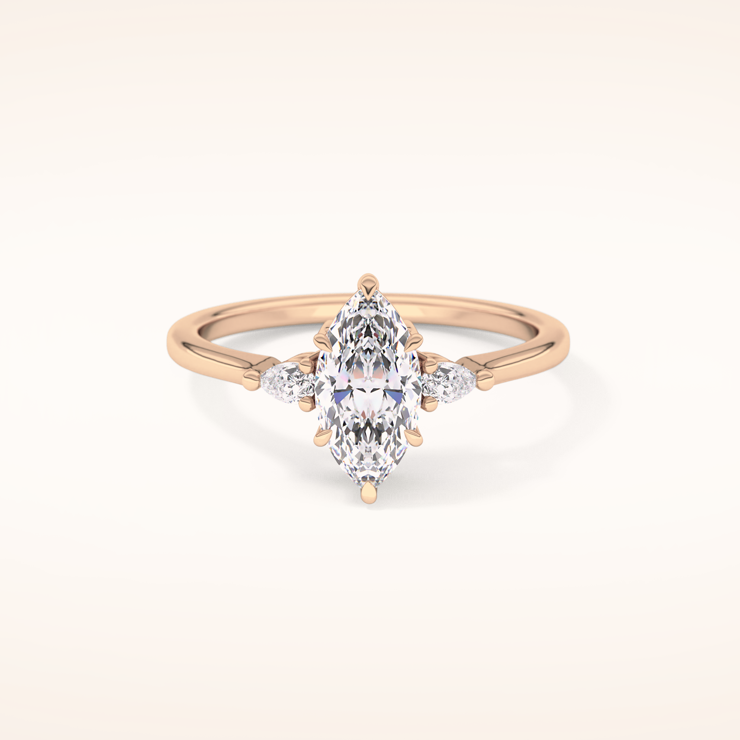 0.82 CT Marquise Shaped Three Stone Moissanite Engagement Ring