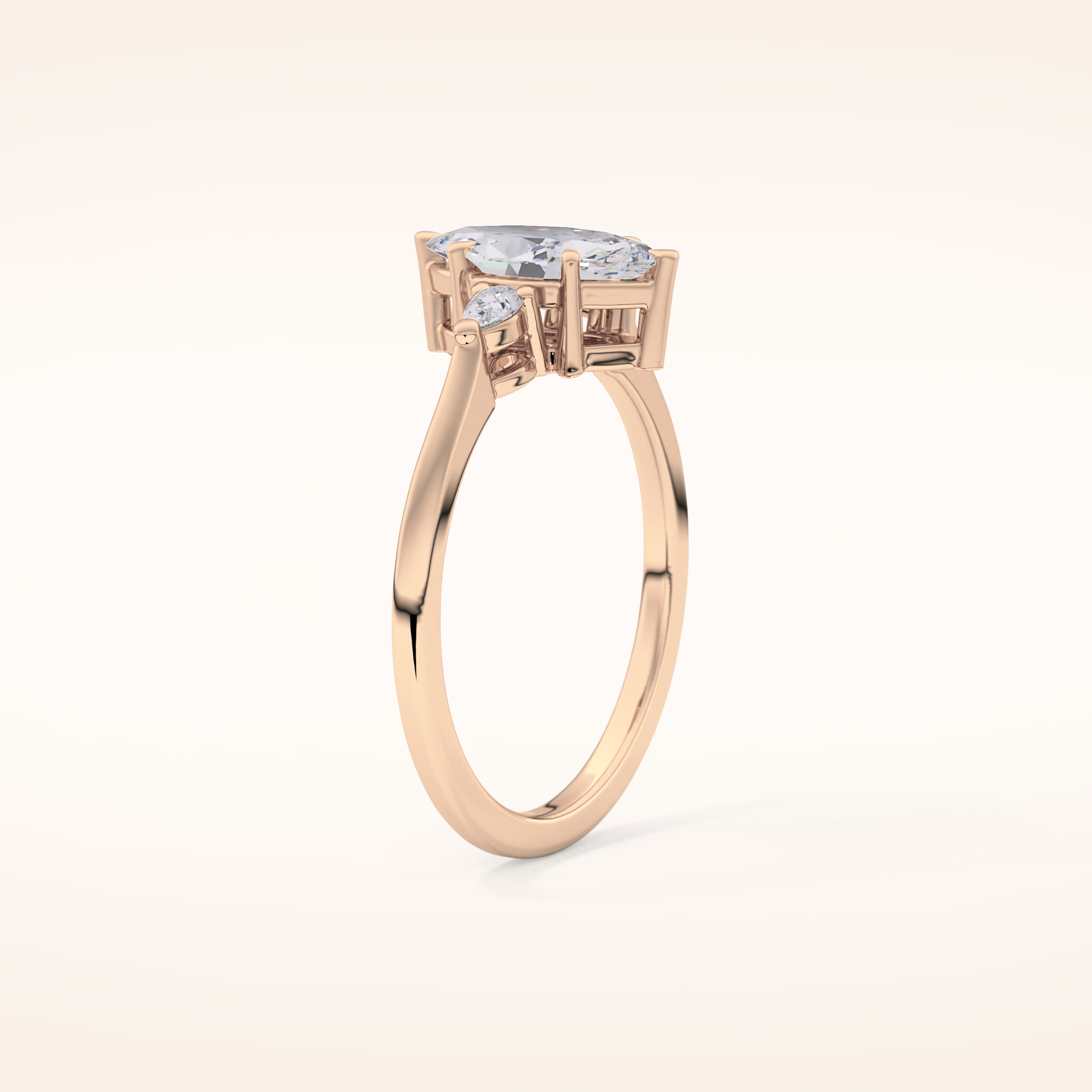 0.82 CT Marquise Shaped Three Stone Moissanite Engagement Ring