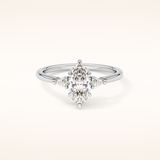 0.82 CT Marquise Shaped Three Stone Moissanite Engagement Ring