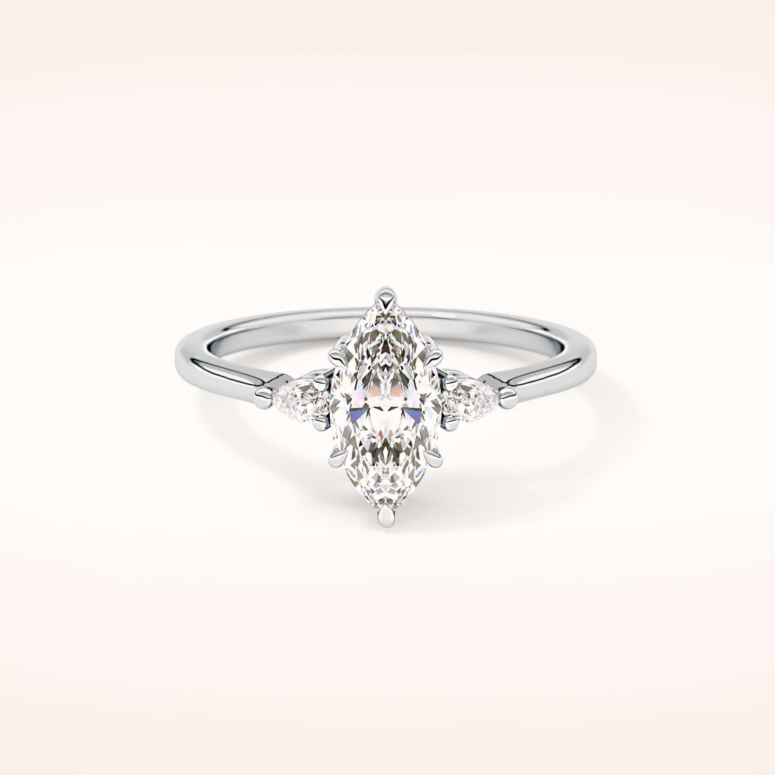 0.82 CT Marquise Shaped Three Stone Moissanite Engagement Ring