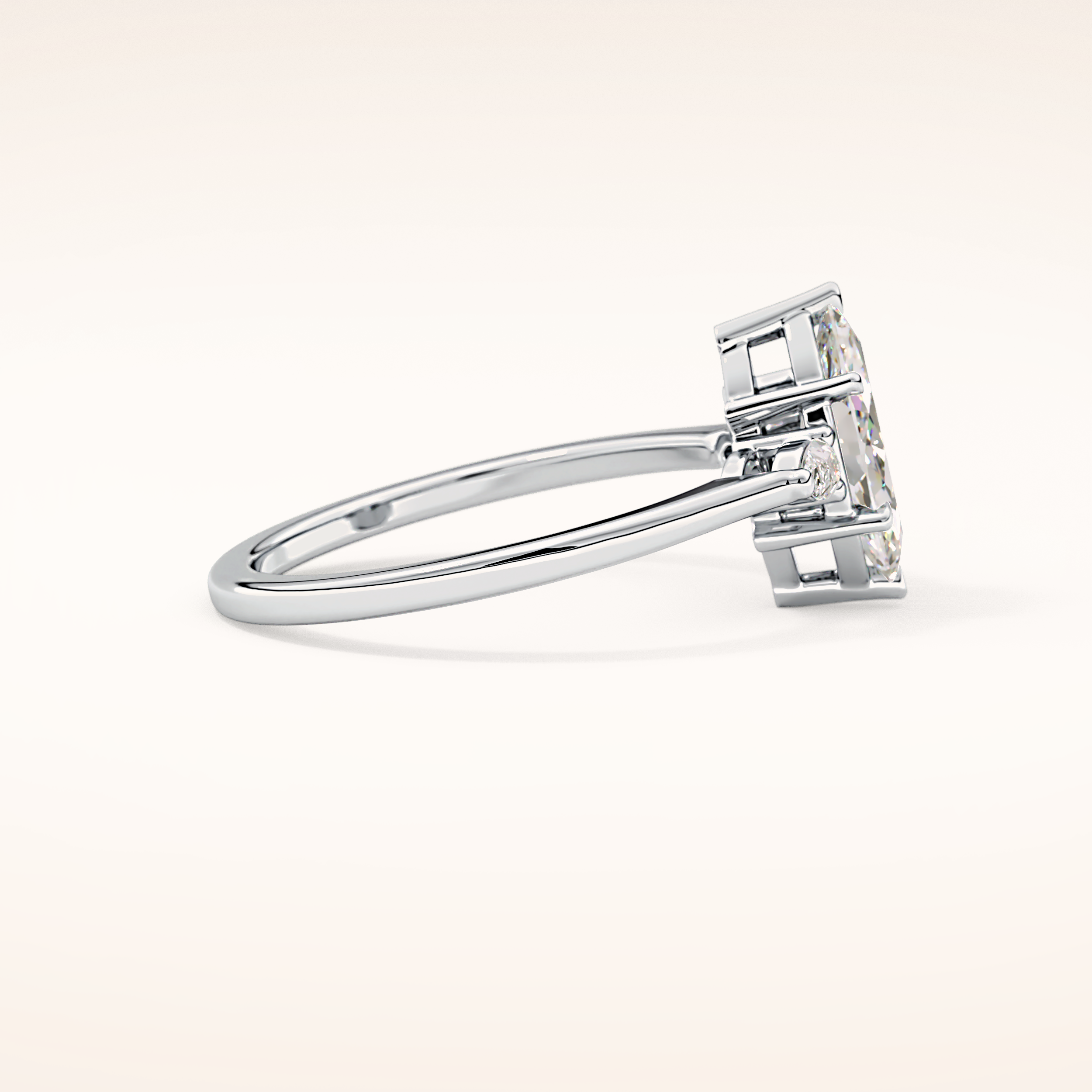 0.82 CT Marquise Shaped Three Stone Moissanite Engagement Ring