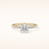 1.03 CT Round Shaped Pave Moissanite Engagement Ring